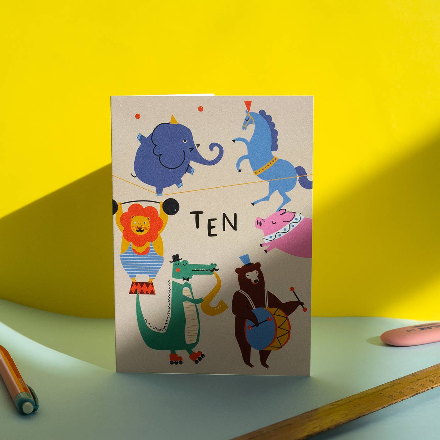 10th Birthday Card – Circus Animals - Image 2
