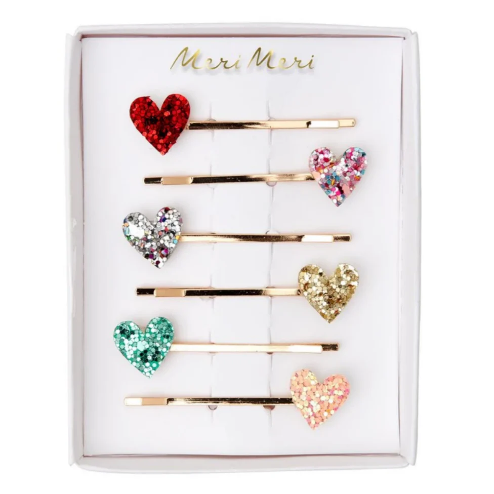 Glitter Heart Hair Slides