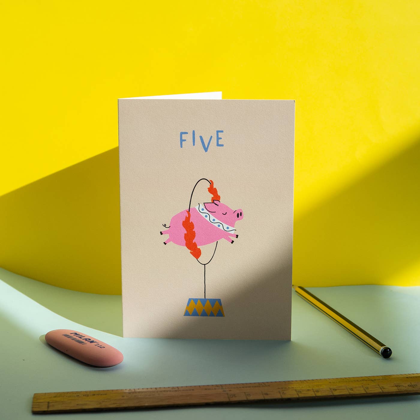 5th Birthday Card – Circus Pig - Image 2