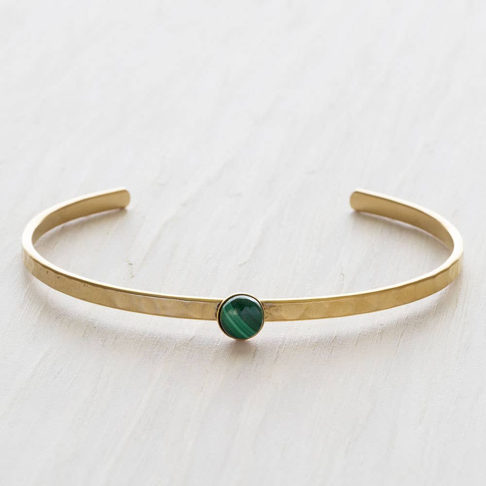 Malachite Hammered Cuff Bracelet - Image 2