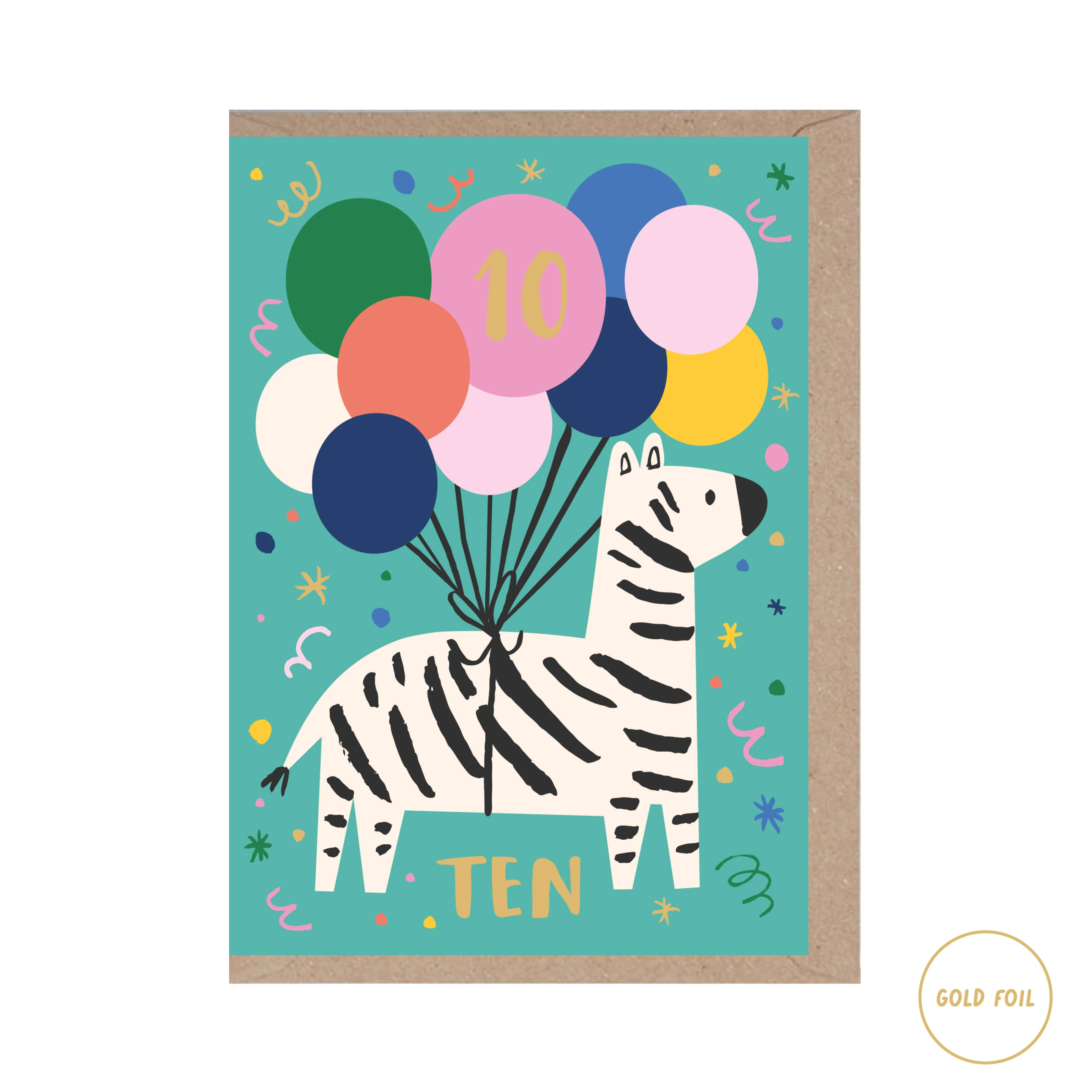 Age 10 - Zebra Birthday Card - Ten - Image 2