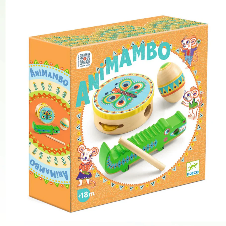 Animambo Tambourine, Maracas, Guiro Instrument Set - Image 2