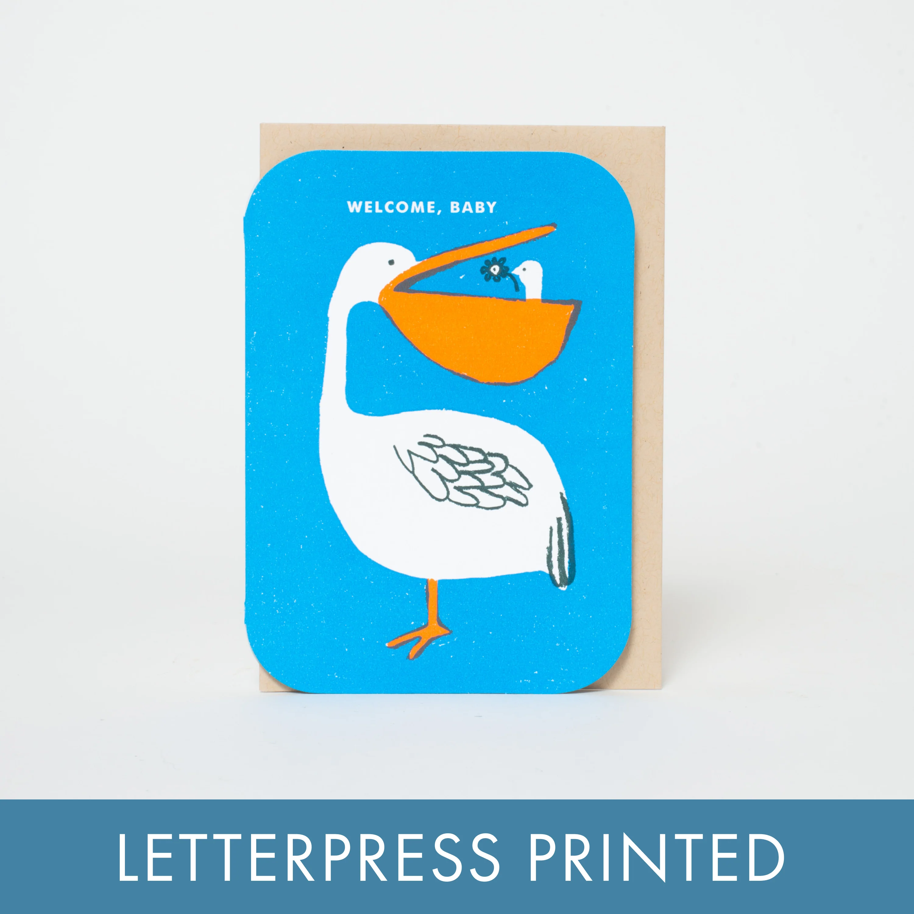 Welcome Baby Pelican Letterpress Card - Image 2