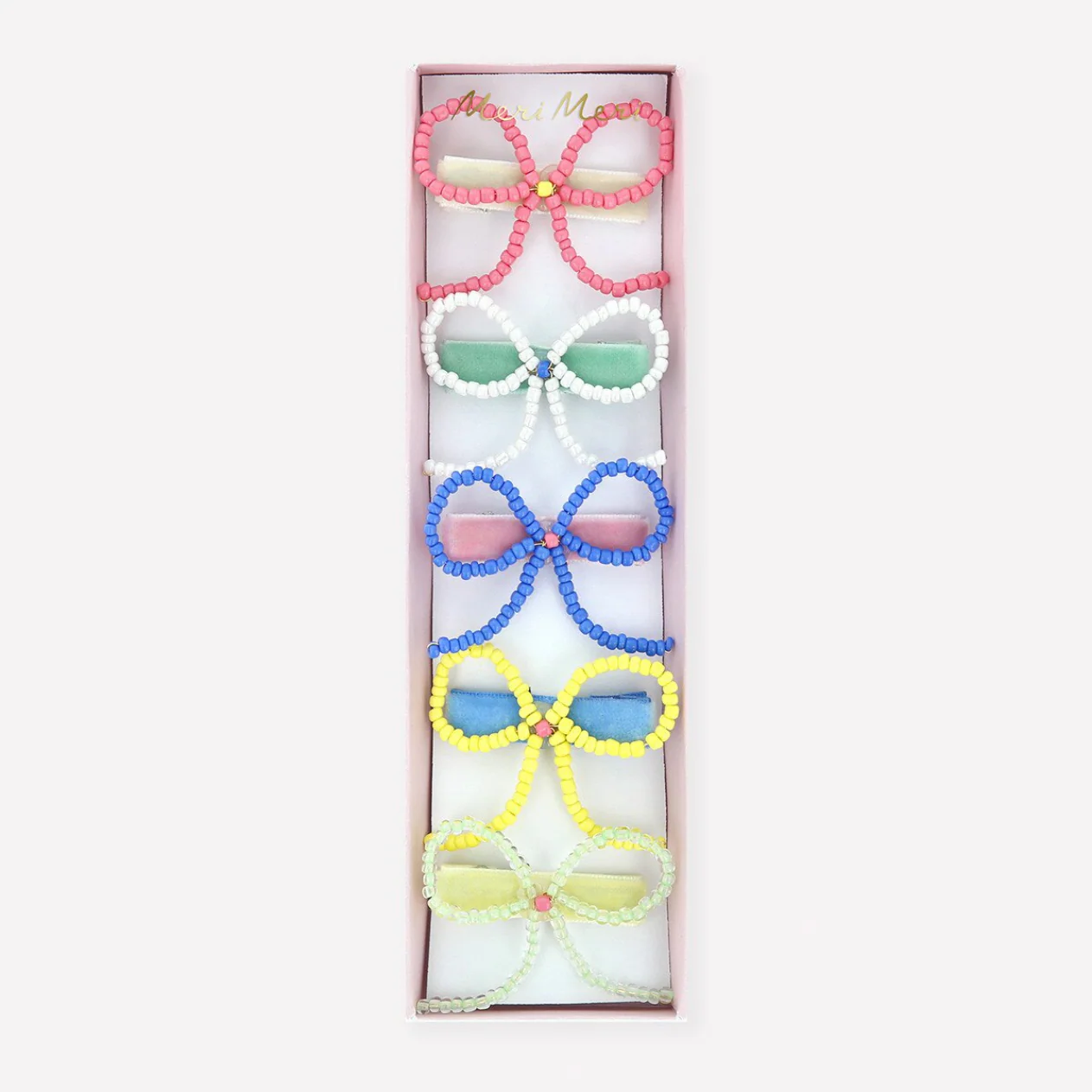 Beaded Bow Hair Clips (x5)