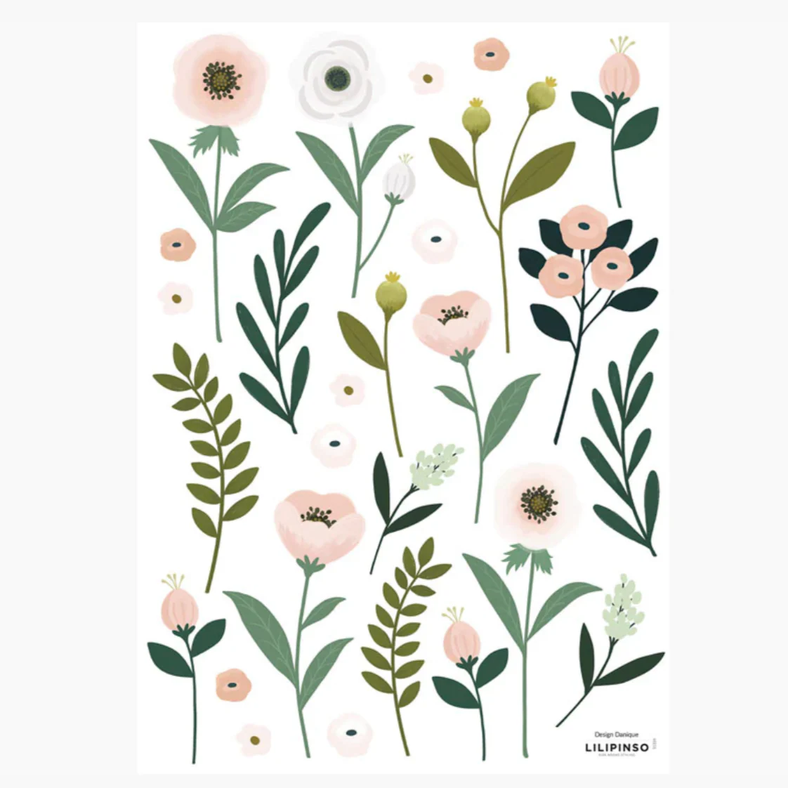 Big Flowers Pink And Beige Wall Decals - Image 2