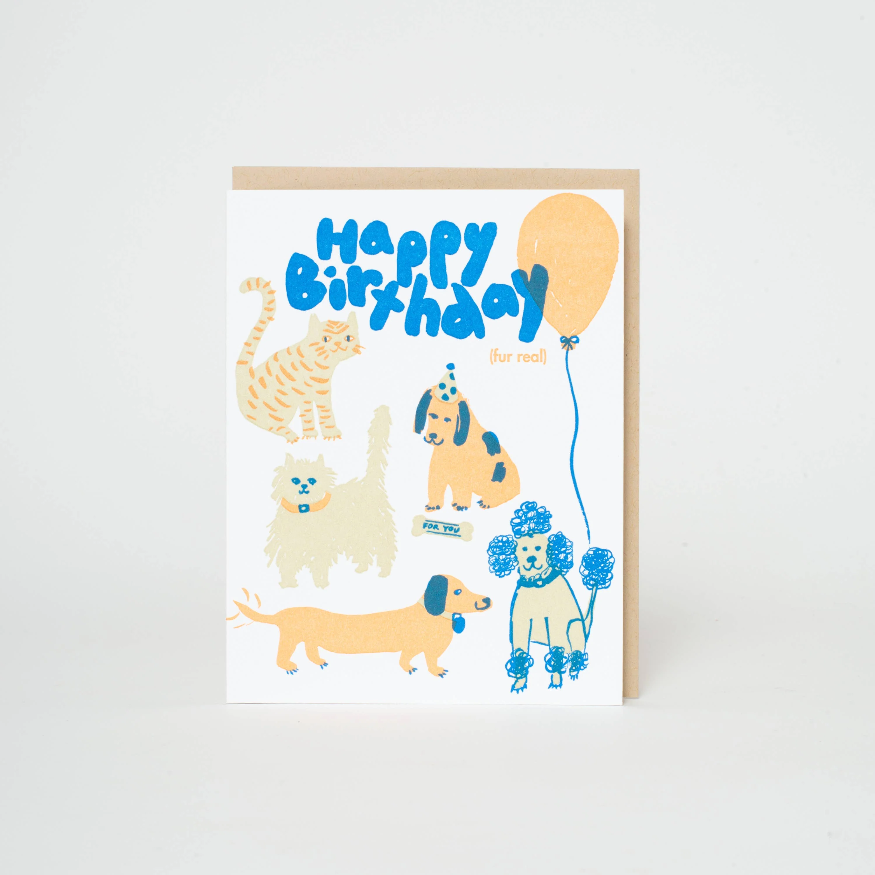 Birthday Dog & Cat Party Letterpress Card
