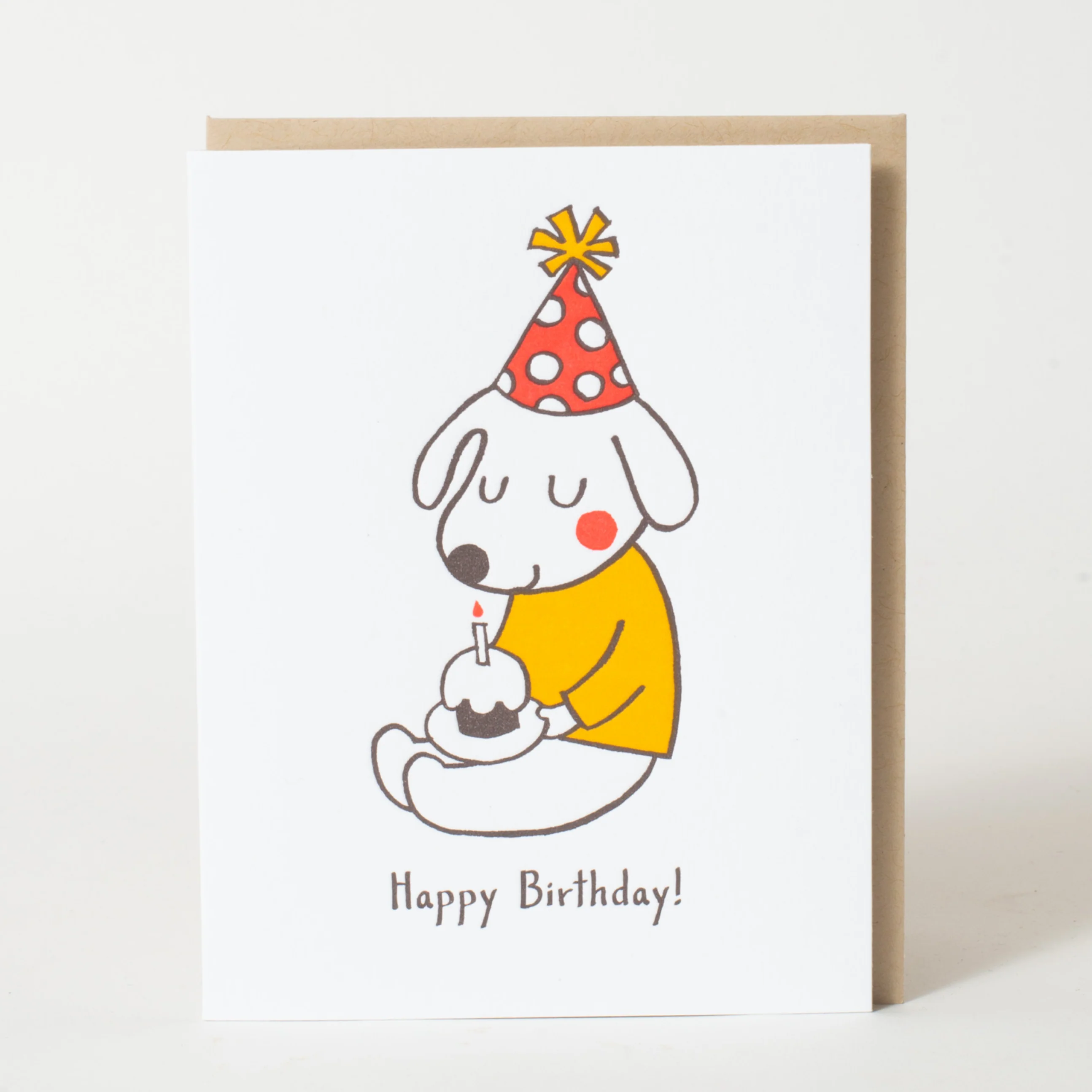 Birthday Hat Dog Letterpress Greeting Card