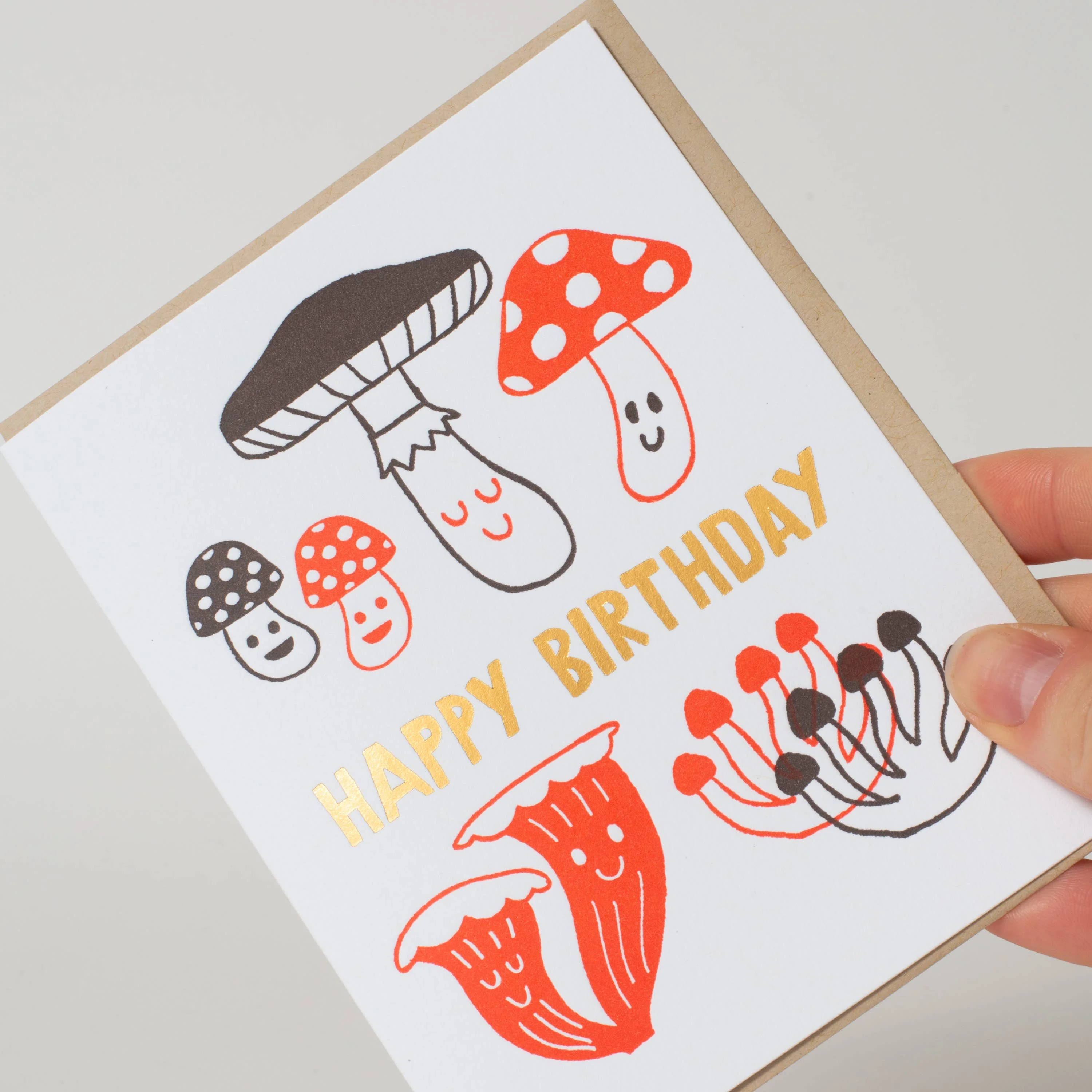 Birthday Mushrooms Letterpress Greeting Card - Image 2
