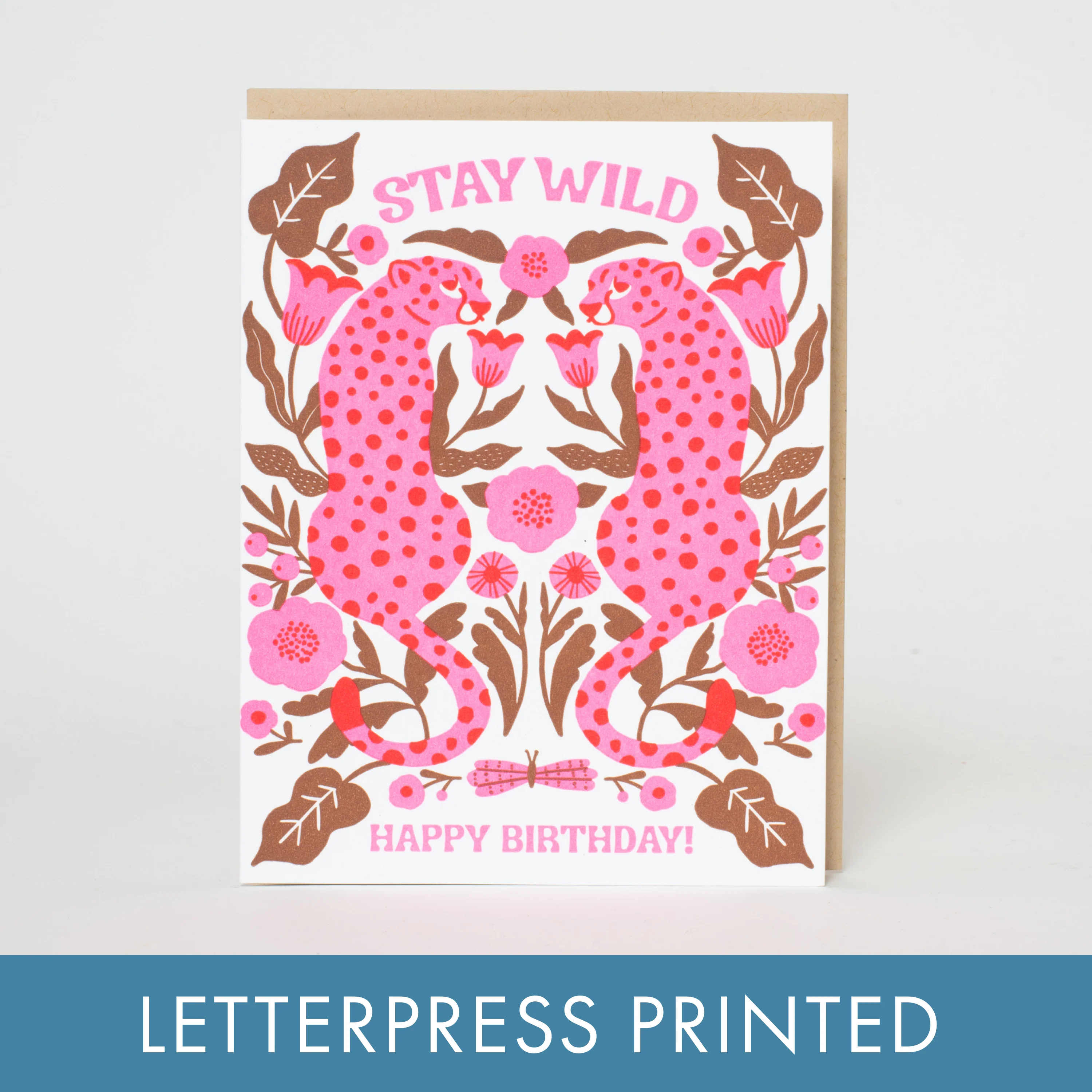 Birthday Stay Wild Leopards Letterpress Card - Image 2