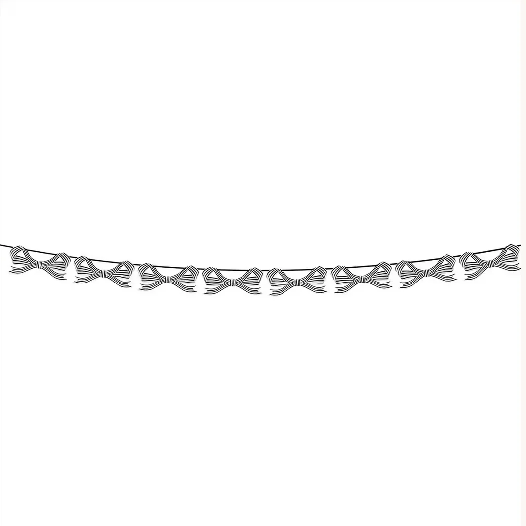 Black & White Stripy Bow Garland - Image 4