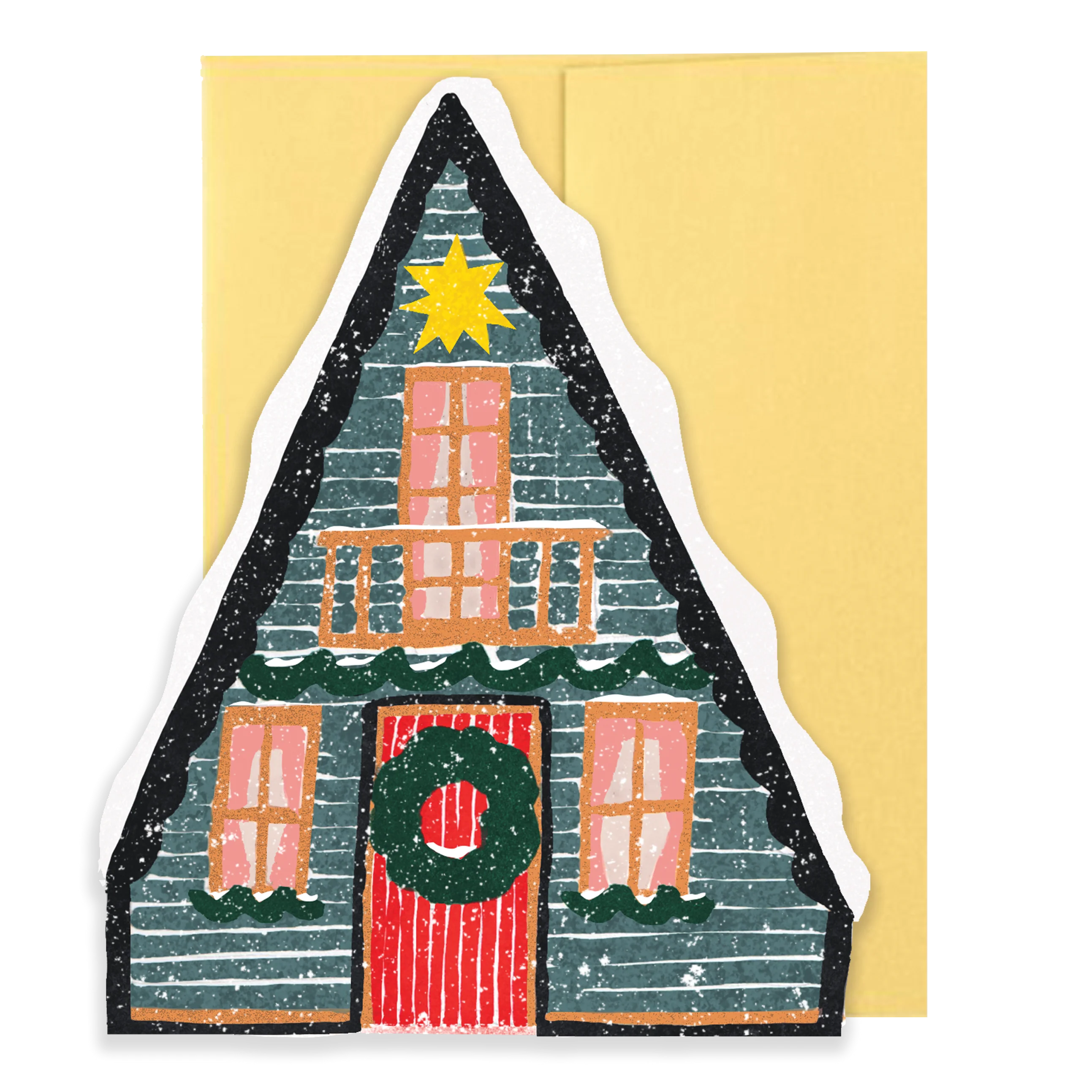 Blue Cottage Die Cut Card - Winter Cottage Collection