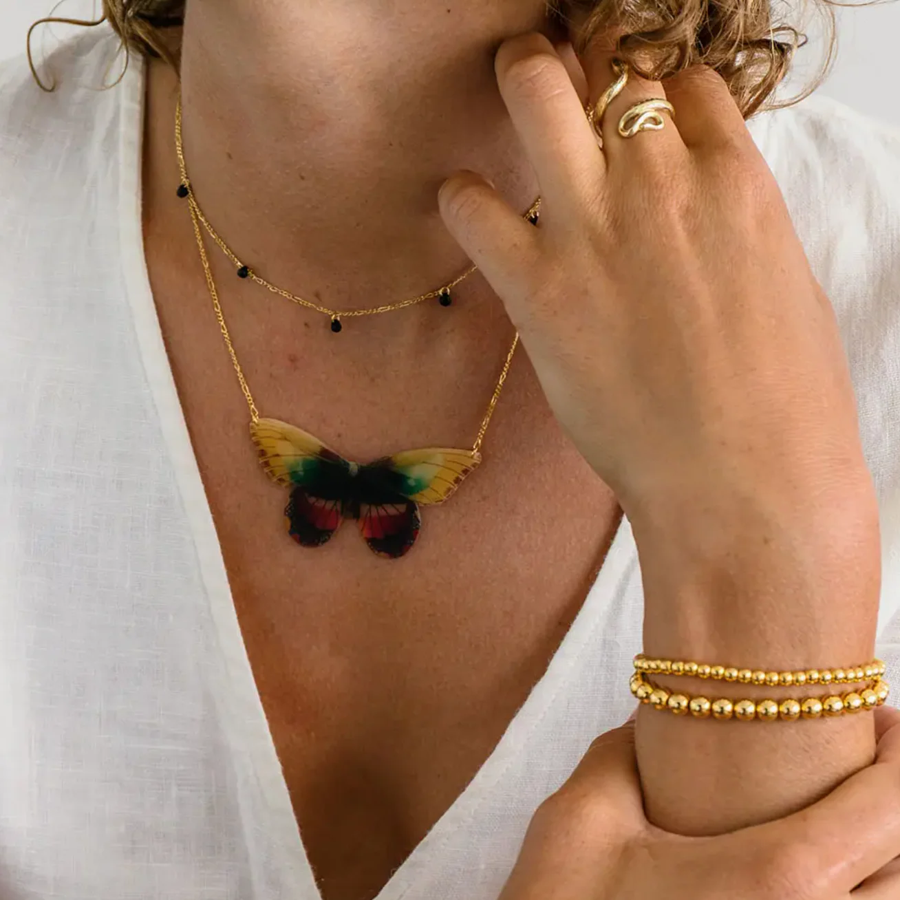 Blue Pansy Butterfly Necklace - Image 3