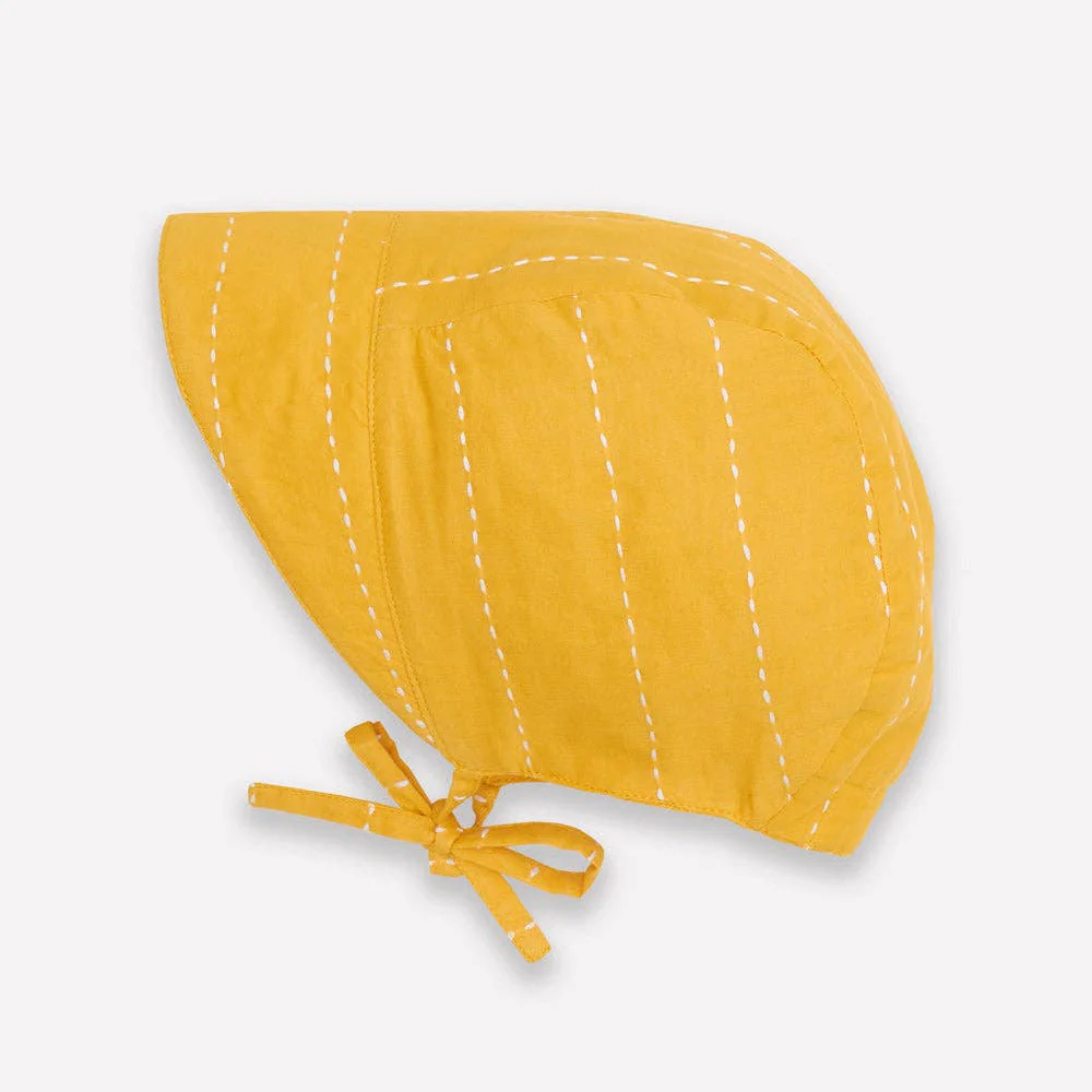ORGANIC Brimmed Baby Bonnet - Mustard - Image 2