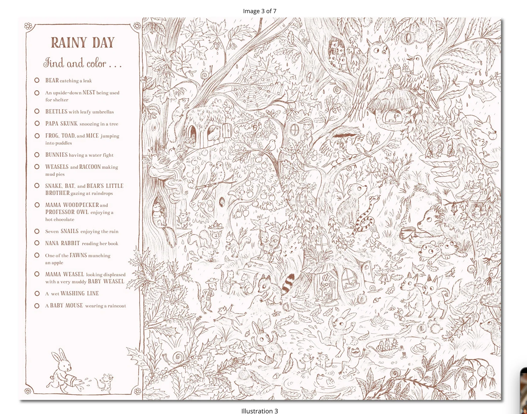 Brown Bear Wood: A Search-and-Find Coloring Book: Over 100 Things to find - Image 4