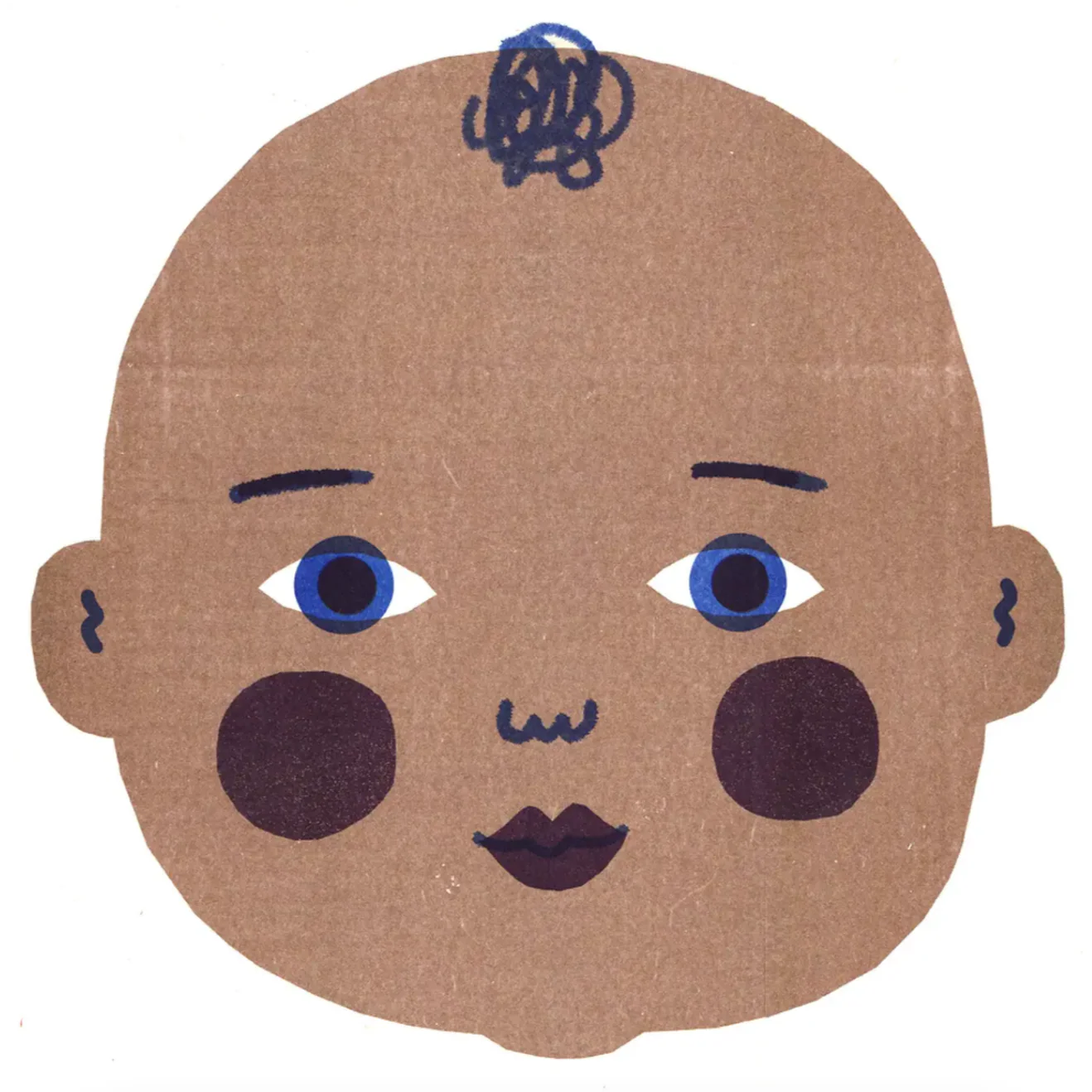 Brown/Blue Baby Square Riso Print -Louise Lockhart