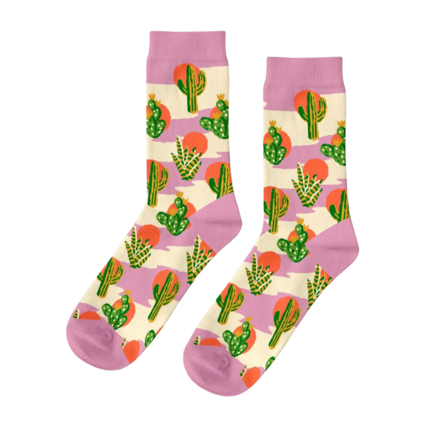 Cactus Sunset Crew Socks - Small - Image 2