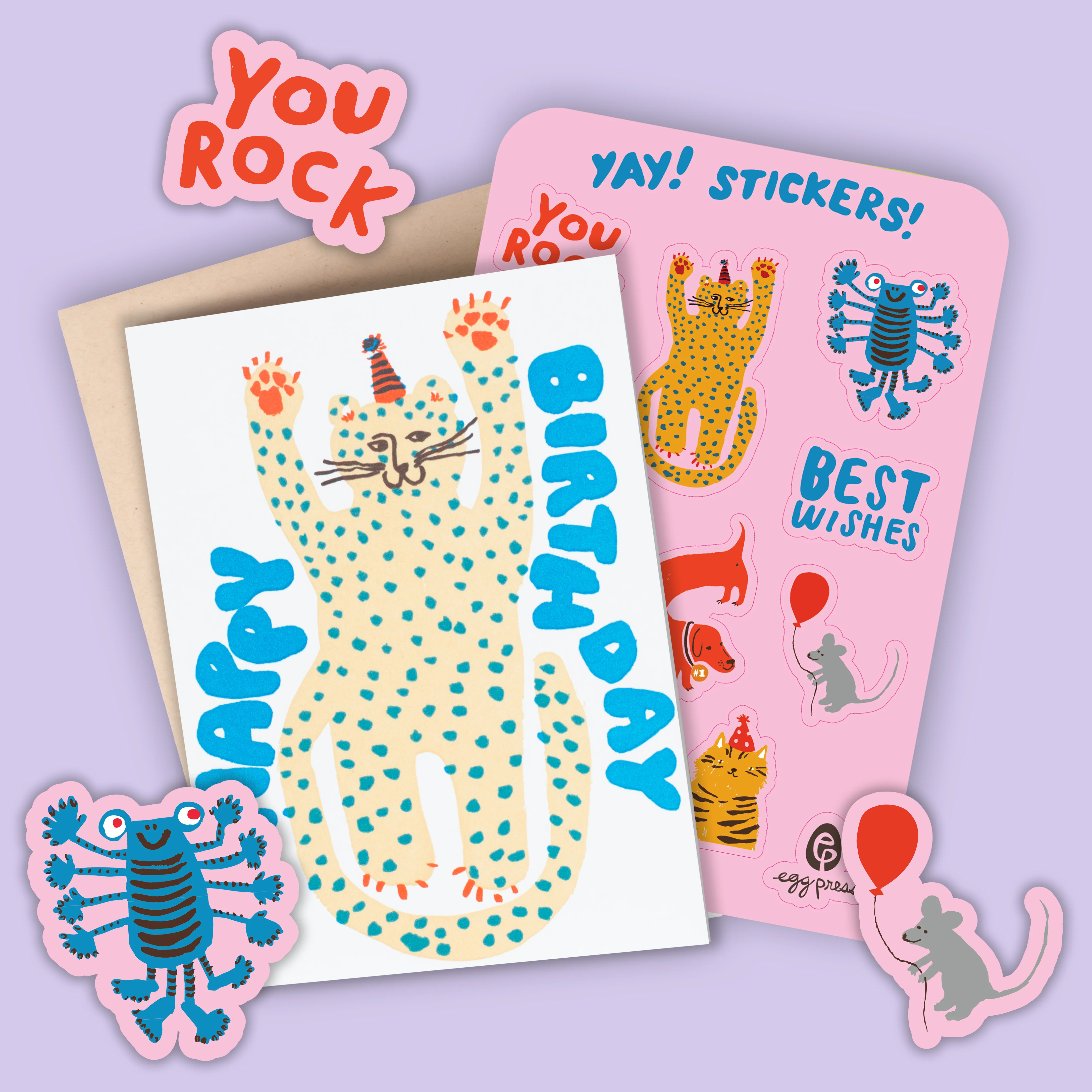 Card & Sticker Sheet Set - Party Cheetah Bday
