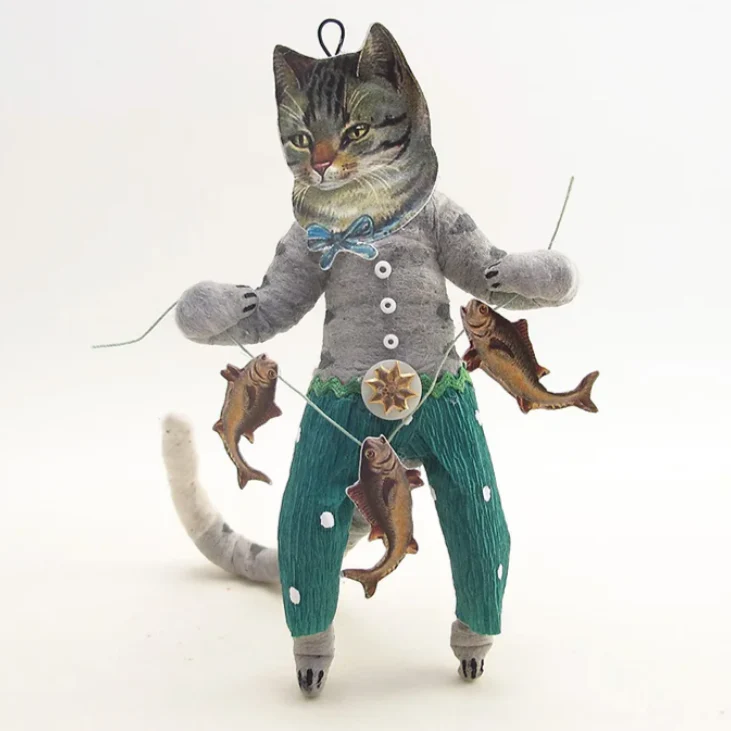Cat Boy Catching Fish Ornament Figure - Image 3