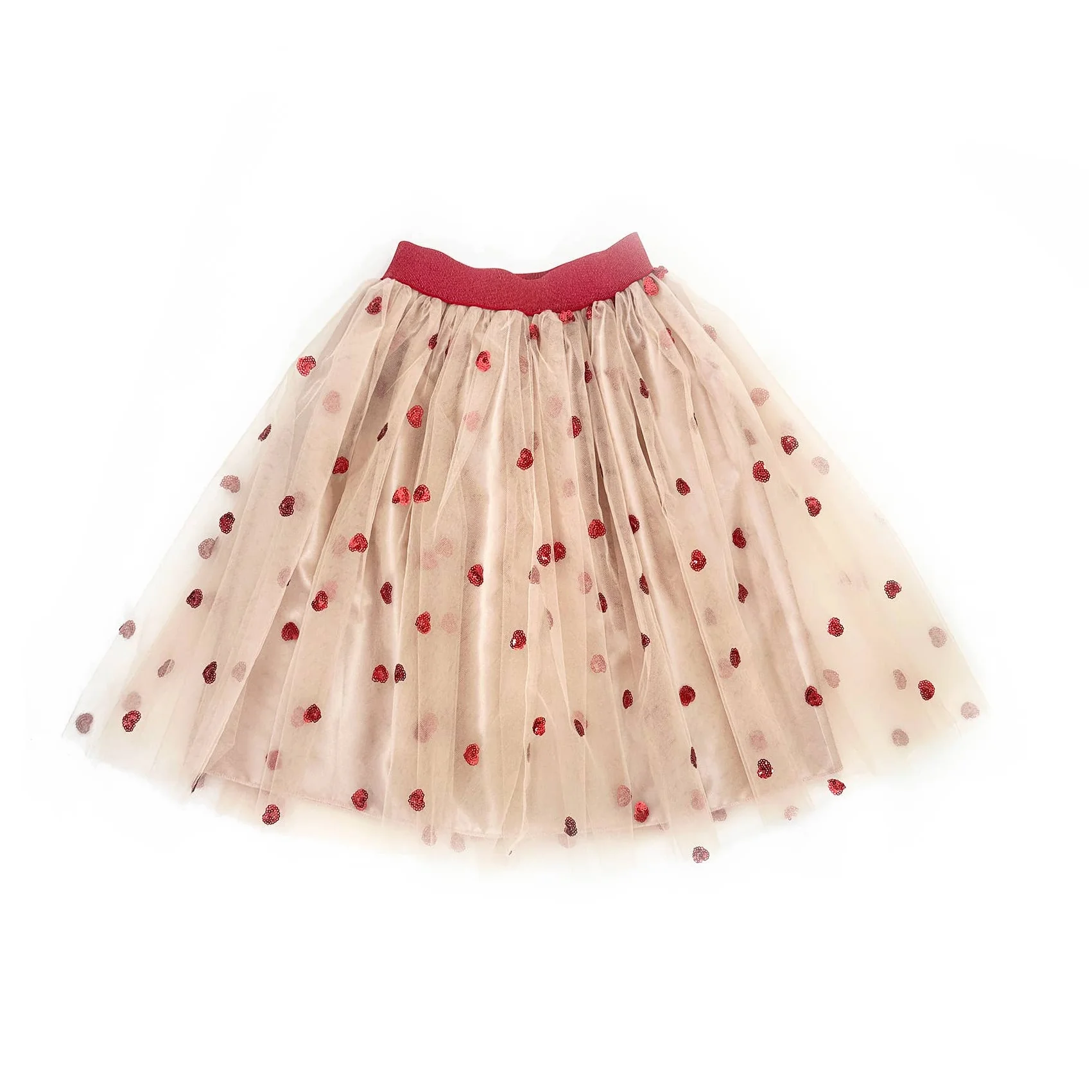 Célestine long petticoat - Beige with red heart