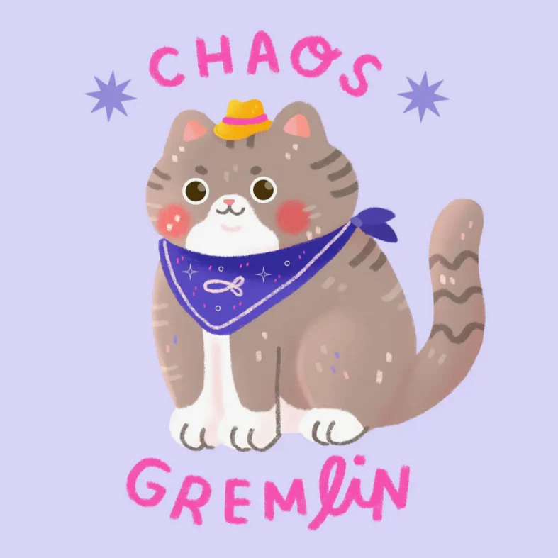 Chaos Gremlin Cat Sticker -Vica Lew - Image 4