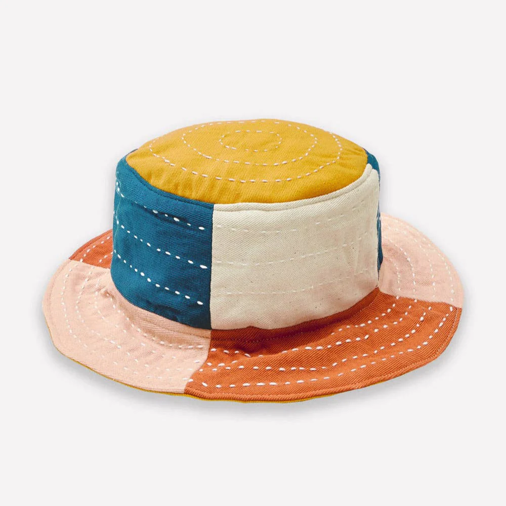 Organic Checkered Baby Bucket Hat - Mustard - Image 4