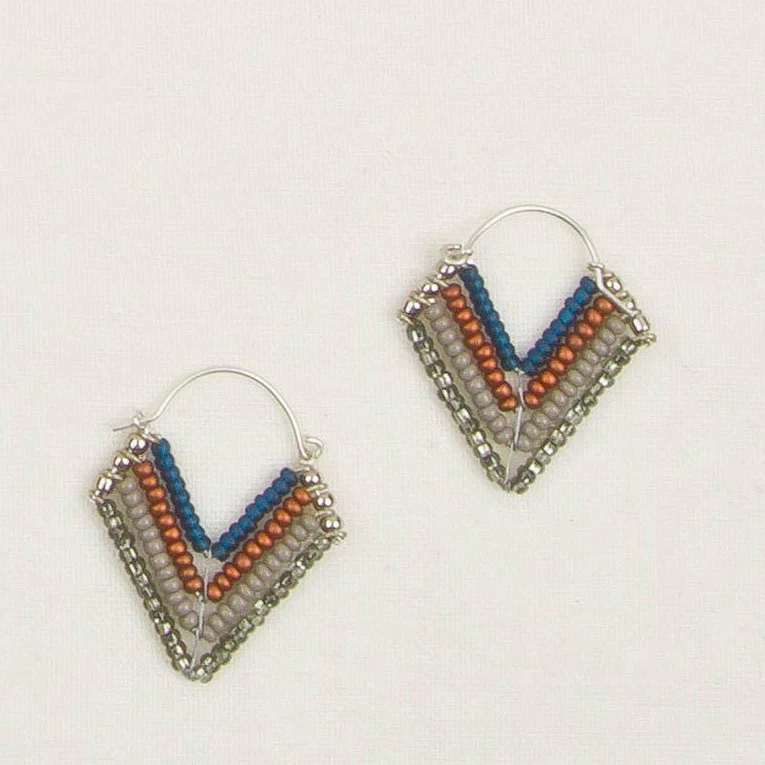 Chevron Bead Hoop Earrings - Image 2