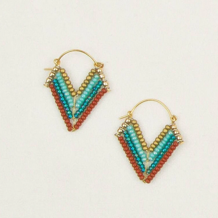 Chevron Bead Hoop Earrings - Image 3