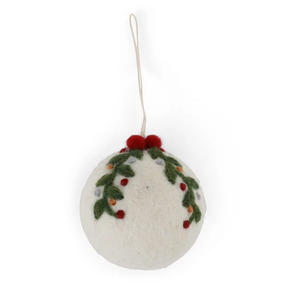 Christmas Bauble - White with Garland