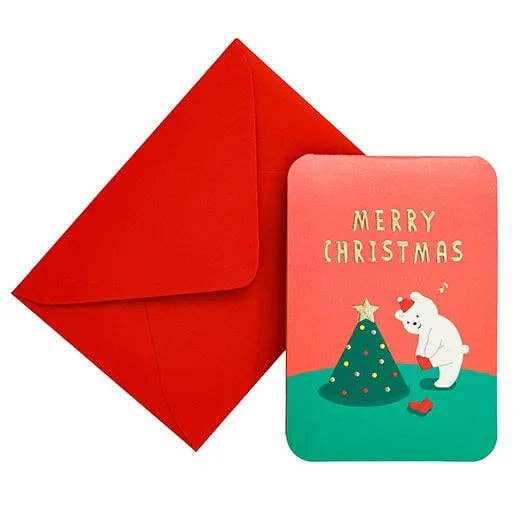 Christmas Kigurumi Pop-Up Mini Card - Bear - Image 2