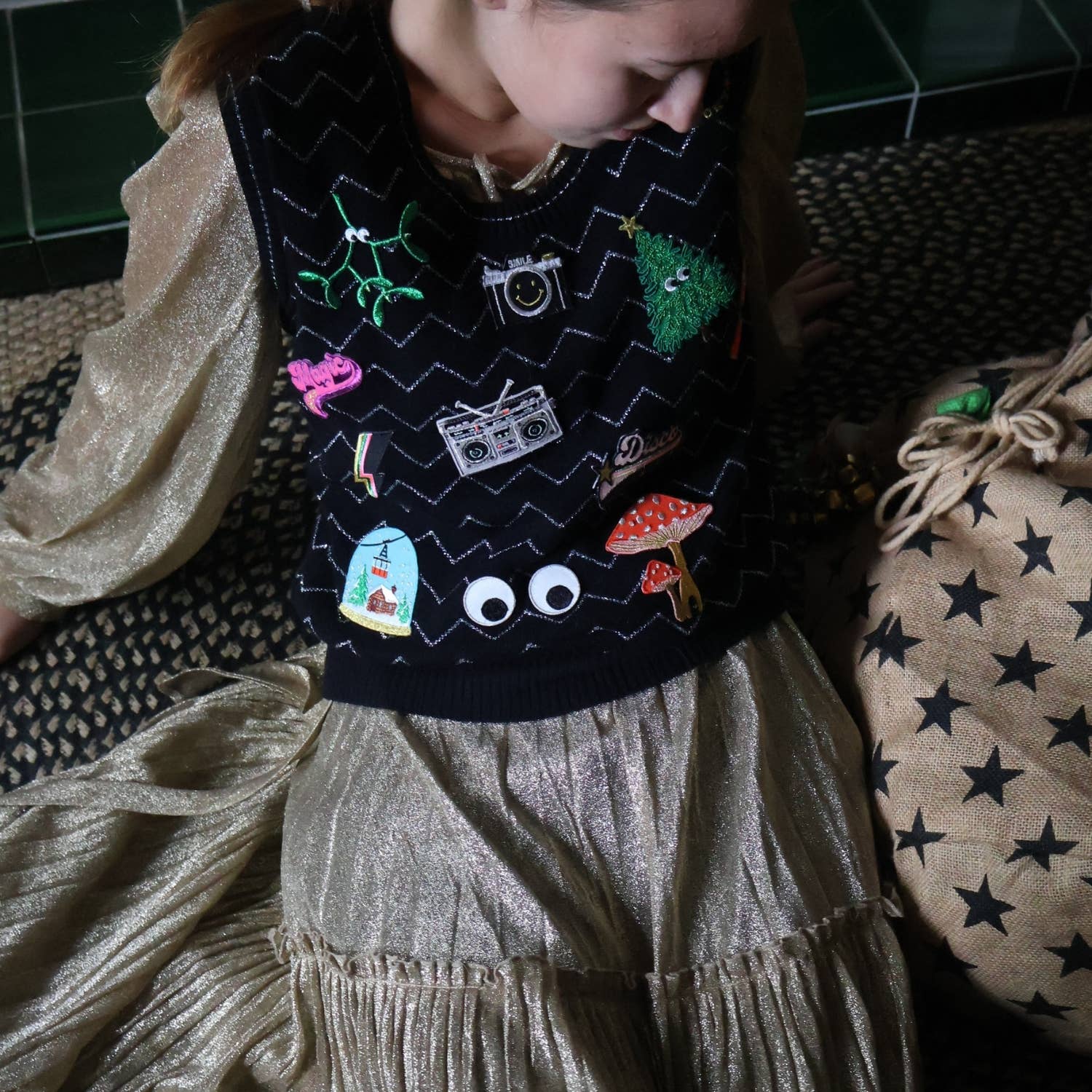 Christmas Star Sack -Black - Image 5