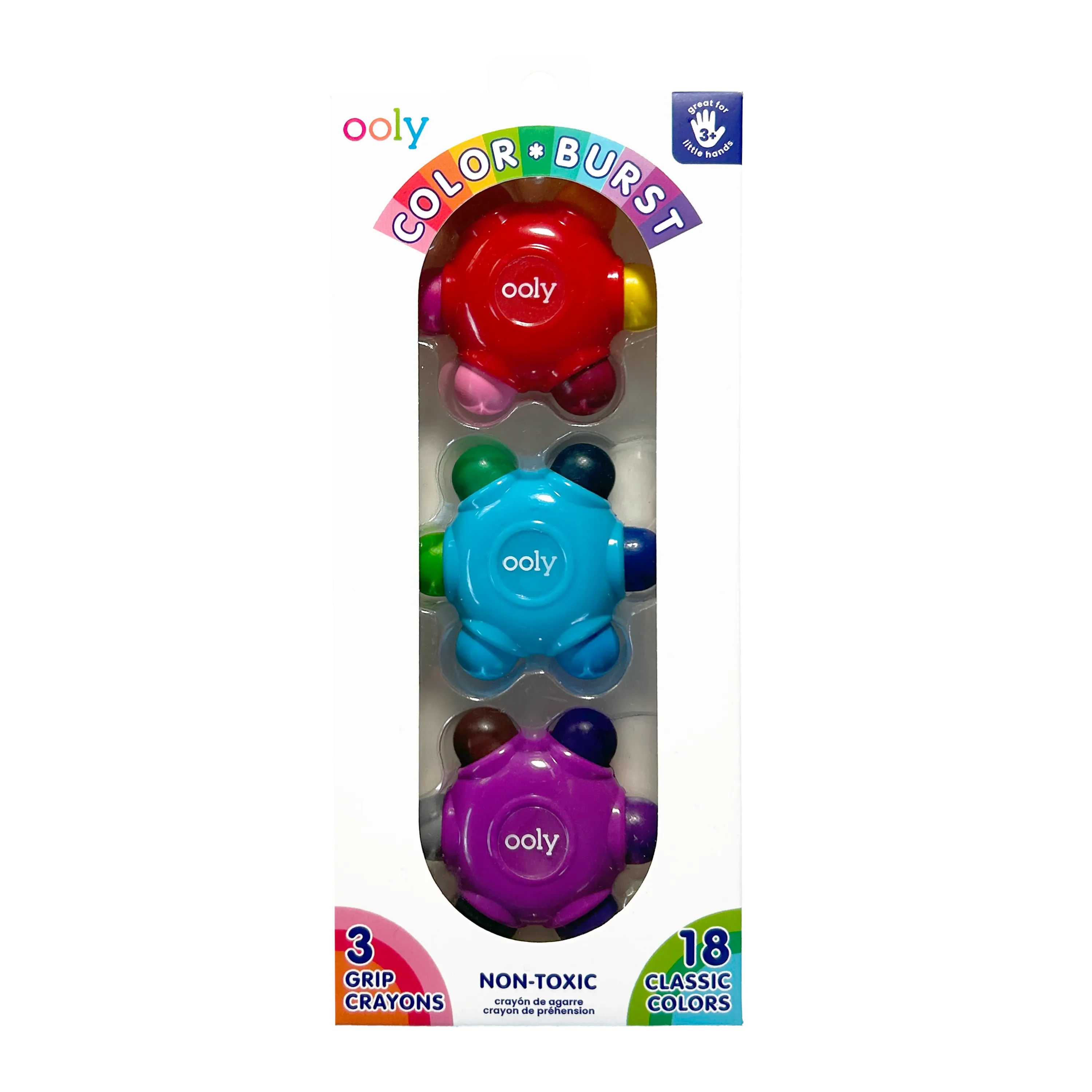 Color Burst: Grip Crayons (Set of 3 with 18 Classic Colors)