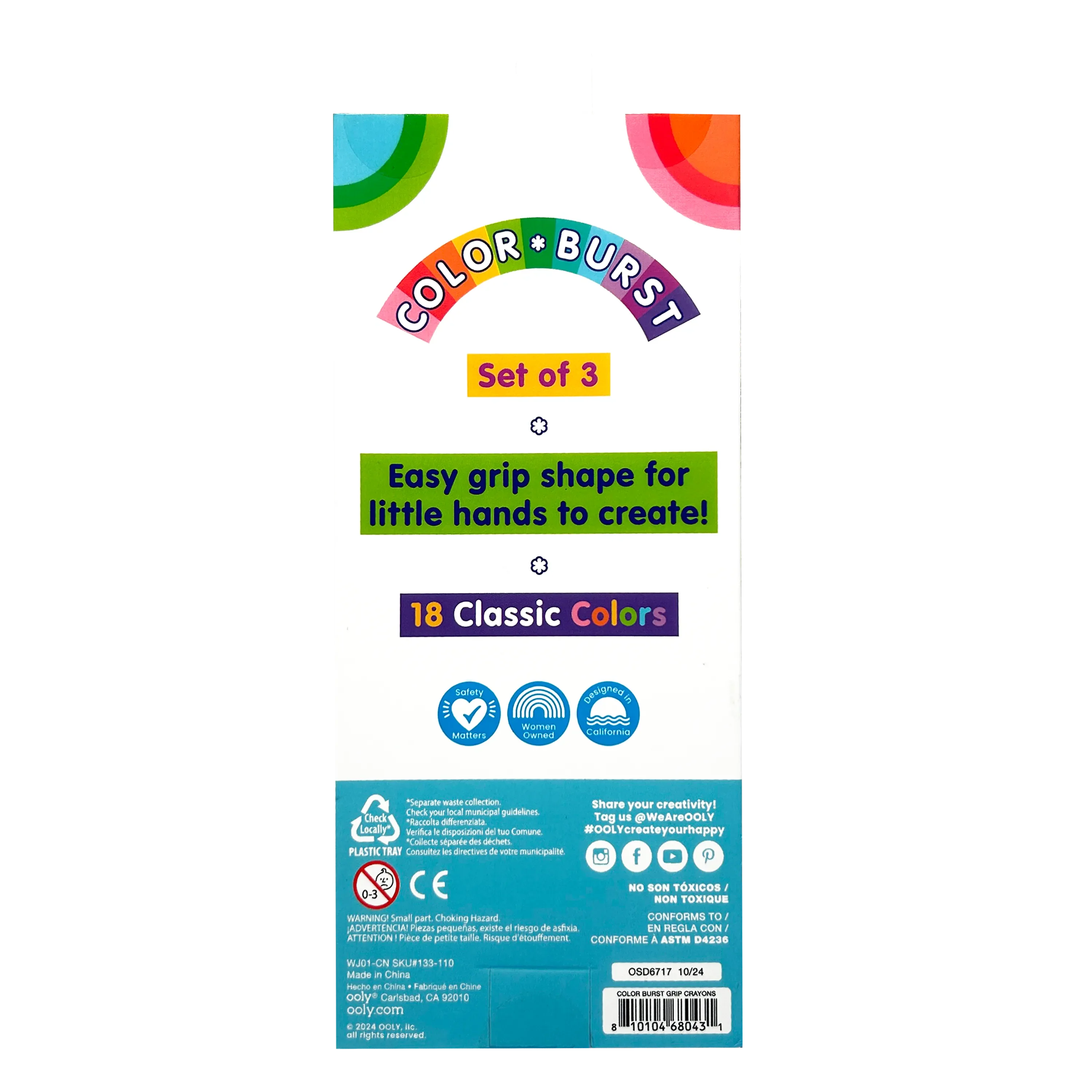 Color Burst: Grip Crayons (Set of 3 with 18 Classic Colors) - Image 3