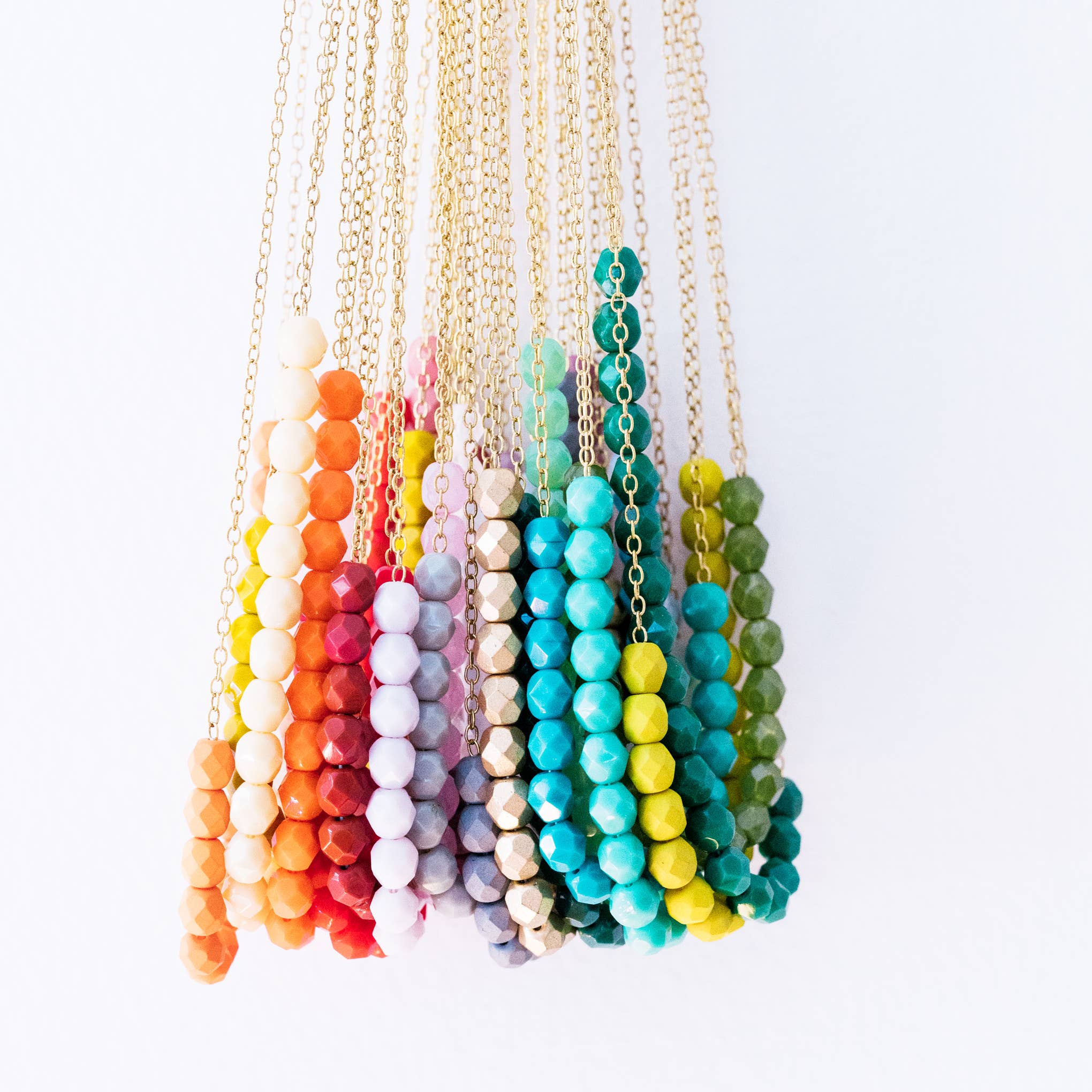 Colorful Glass Bead Necklace, Layering necklace