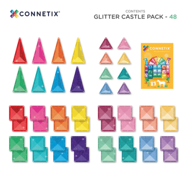 CONNETIX Magnetic Tiles Glitter Castle Pack - 48 Pieces - Image 10