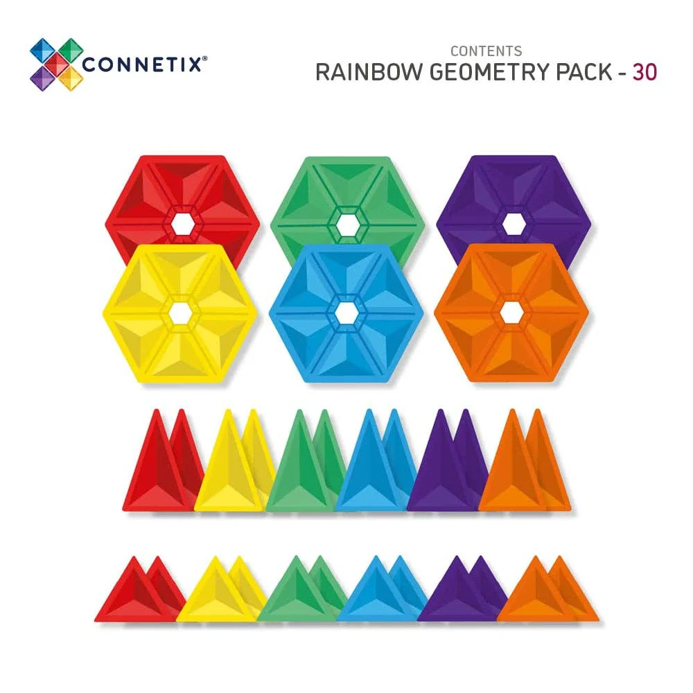 CONNETIX Magnetic Tiles Rainbow Geometry Pack - 30 Pcs - Image 11