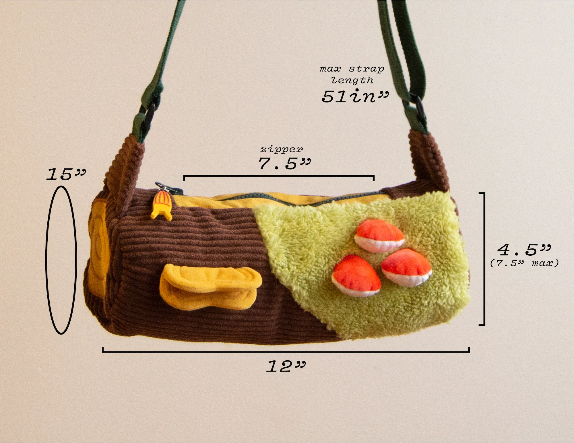 Corduroy Log Crossbody Bag - Image 10