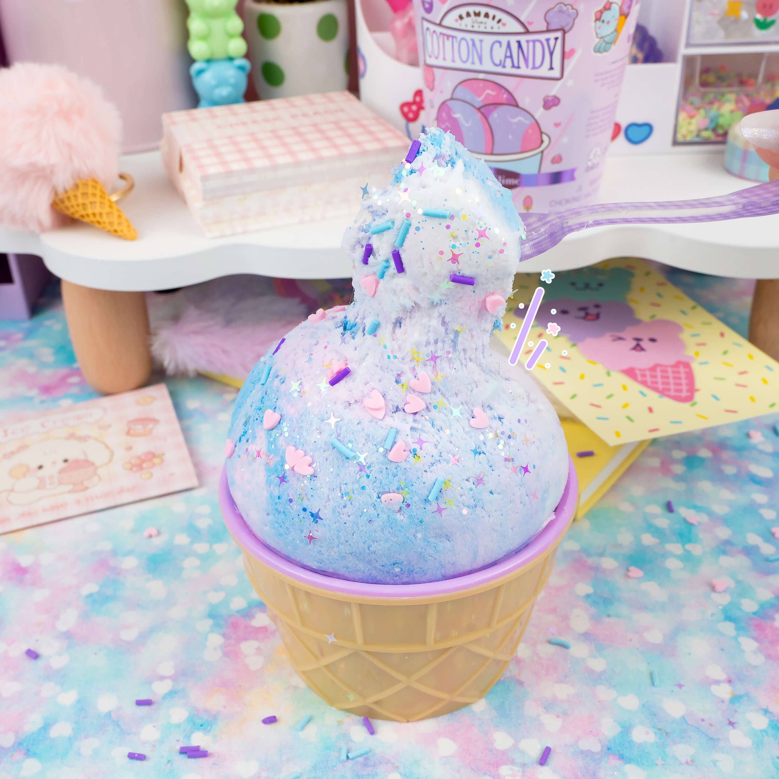 Cotton Candy Scented Ice Cream Pint Slime - Image 4