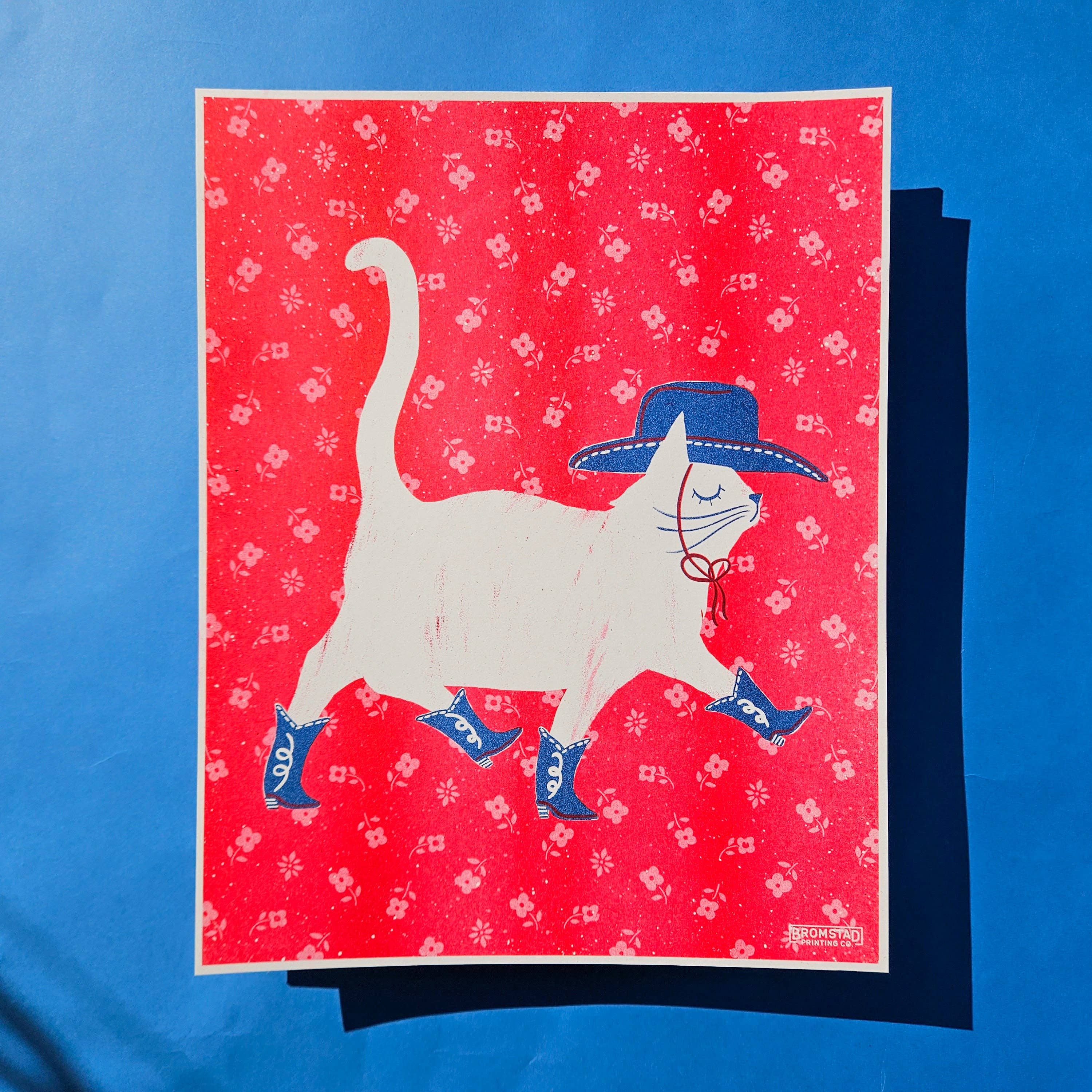 Cowboy Cat - Risograph Print - Image 2