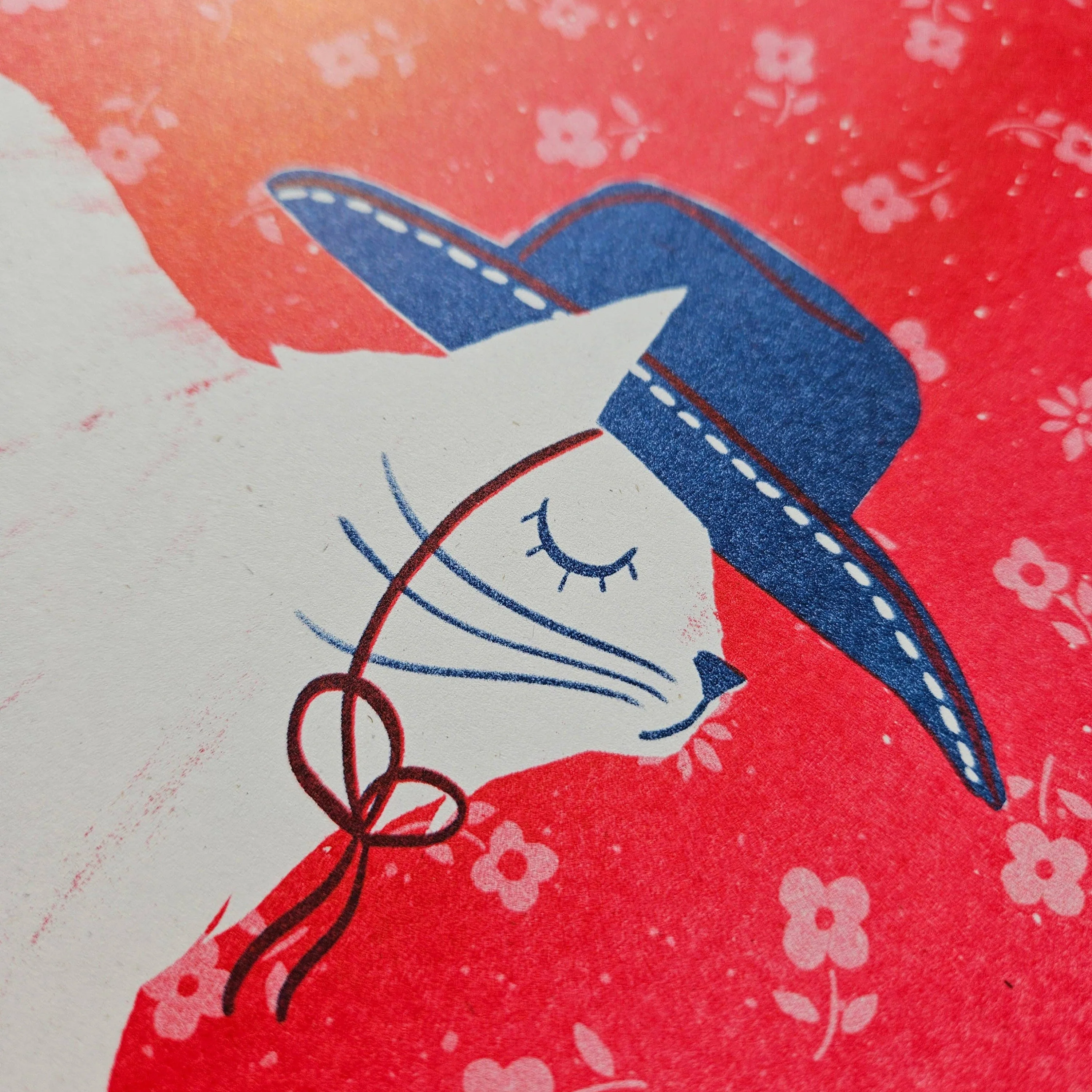 Cowboy Cat - Risograph Print - Image 3