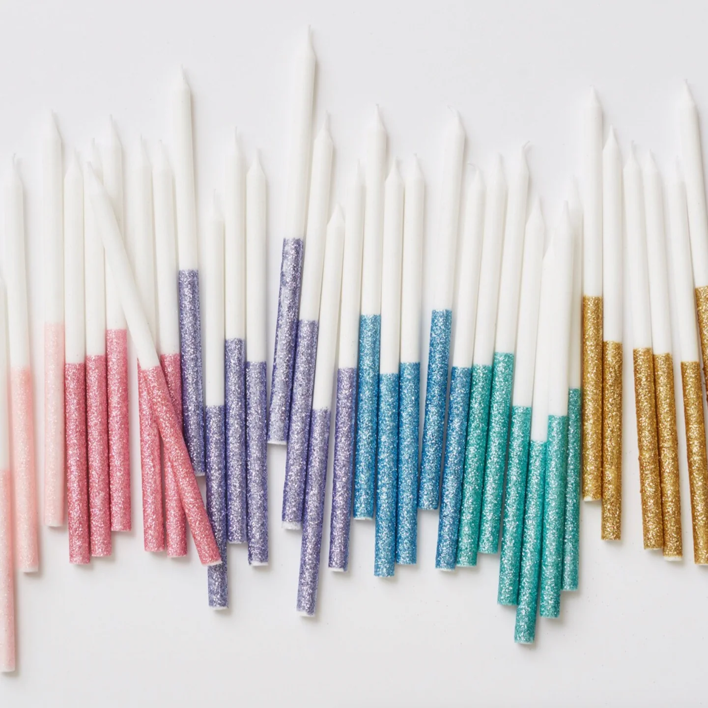 Blue Glitter Dipped Candles (pk16) - Image 2