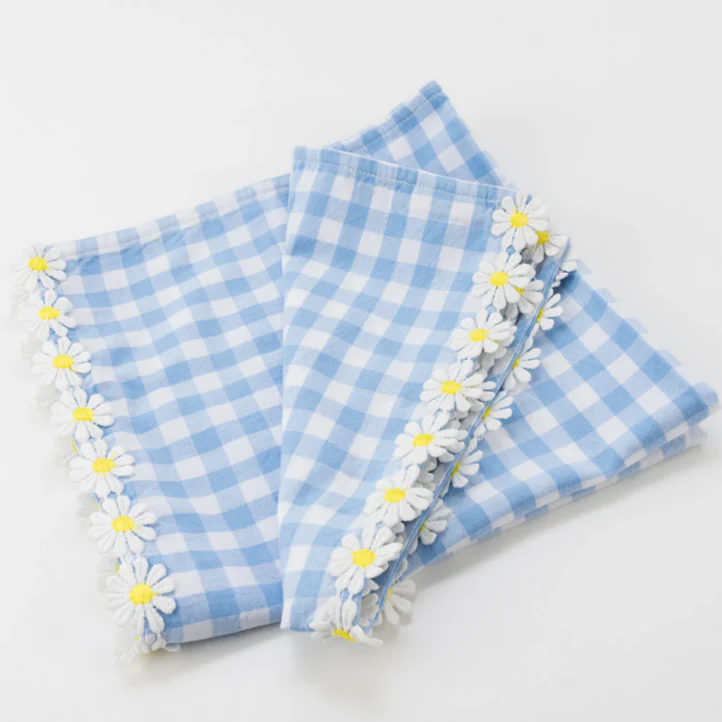 Daisy Edge Gingham Fabric Napkins (pk4) - Image 3