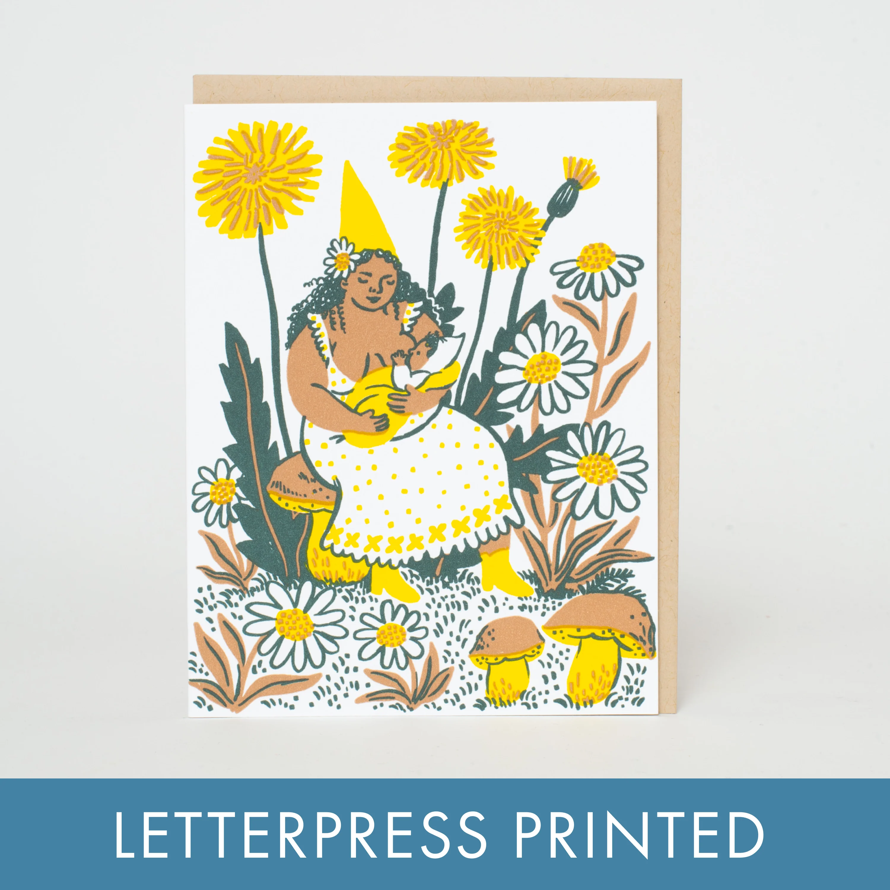 Dandelion Baby & Gnome Letterpress Card - Phoebe Wahl - Image 2