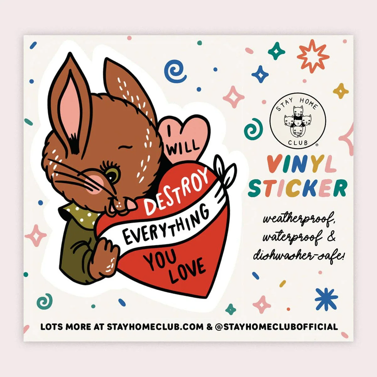 Destroy (Bunny) heart Vinyl Sticker - Image 2