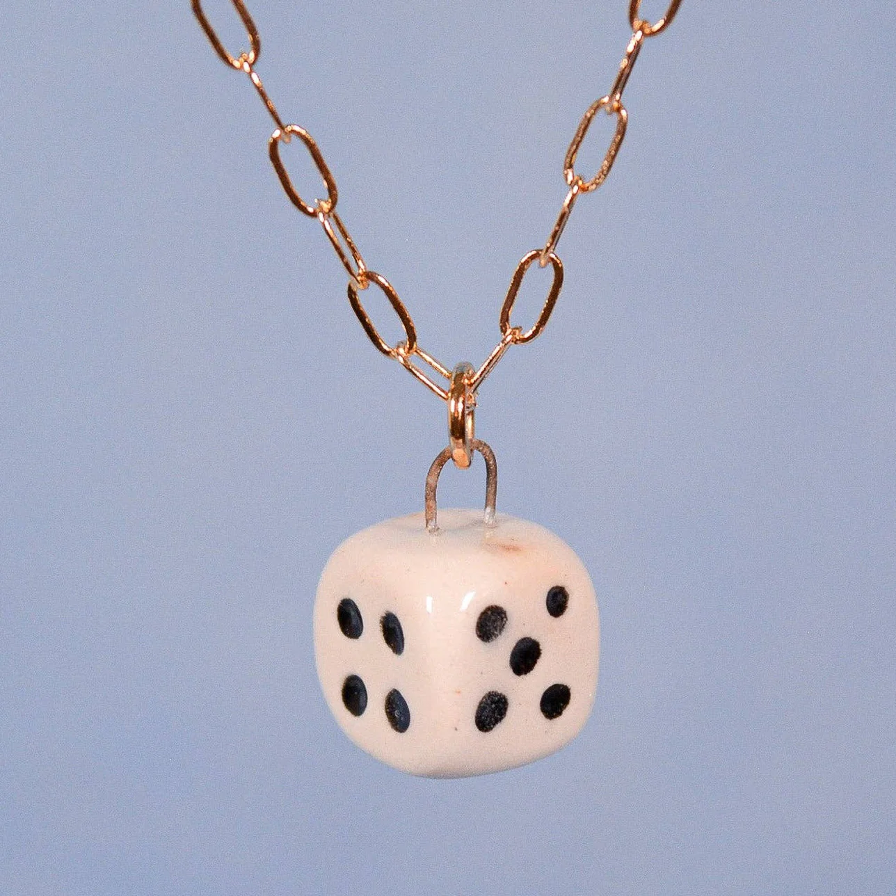Dice Ceramic Charm Pendant Necklace