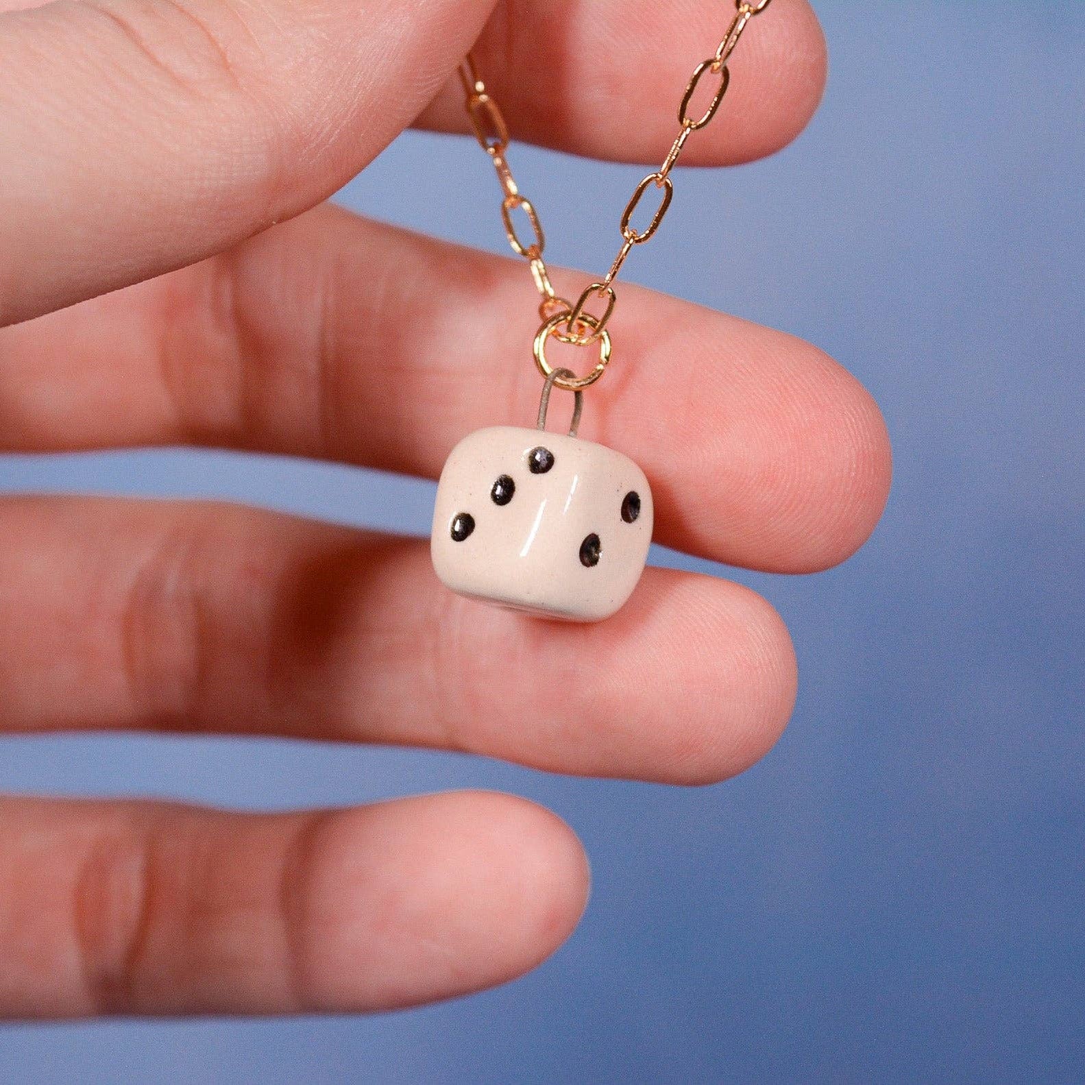 Dice Ceramic Charm Pendant Necklace - Image 2