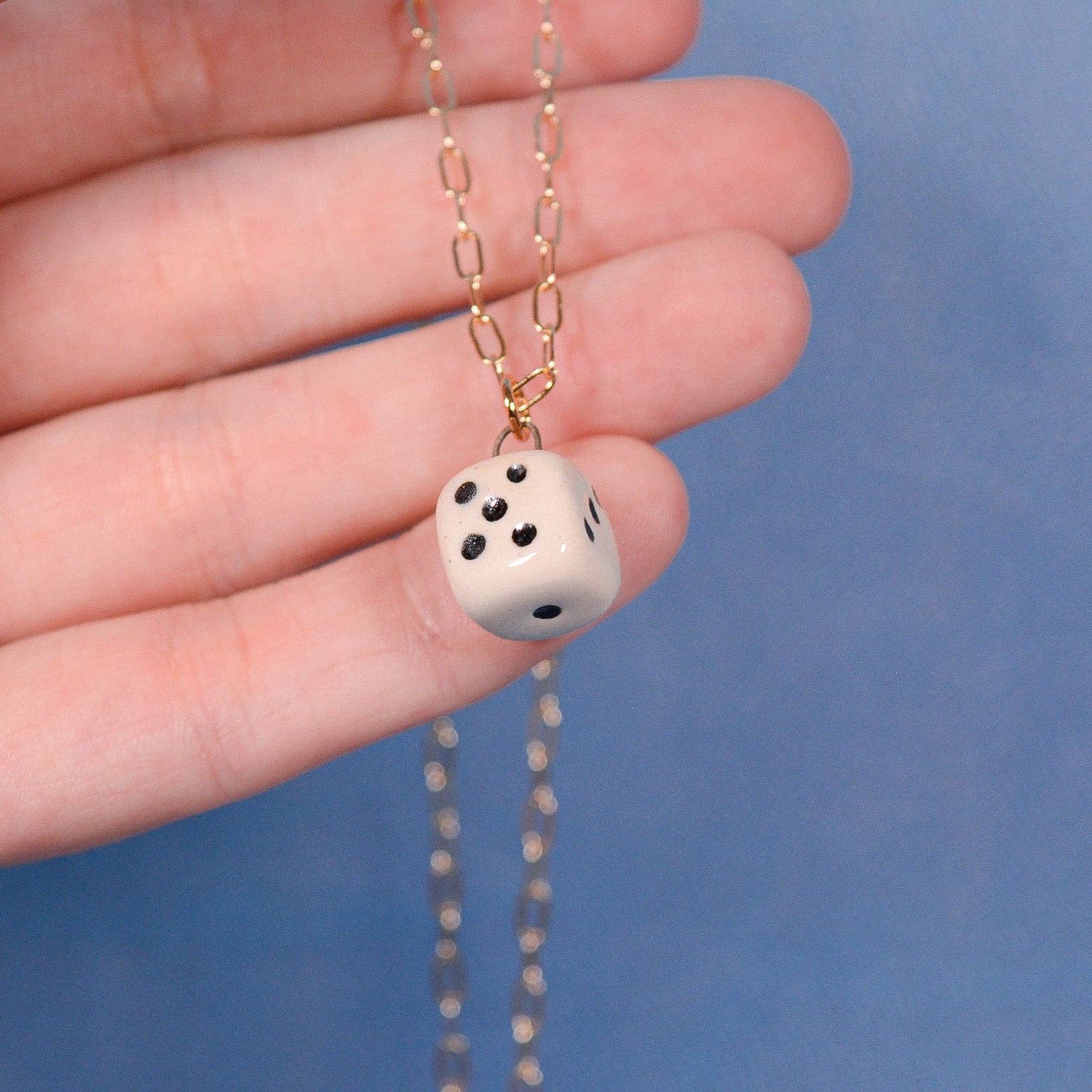 Dice Ceramic Charm Pendant Necklace - Image 3