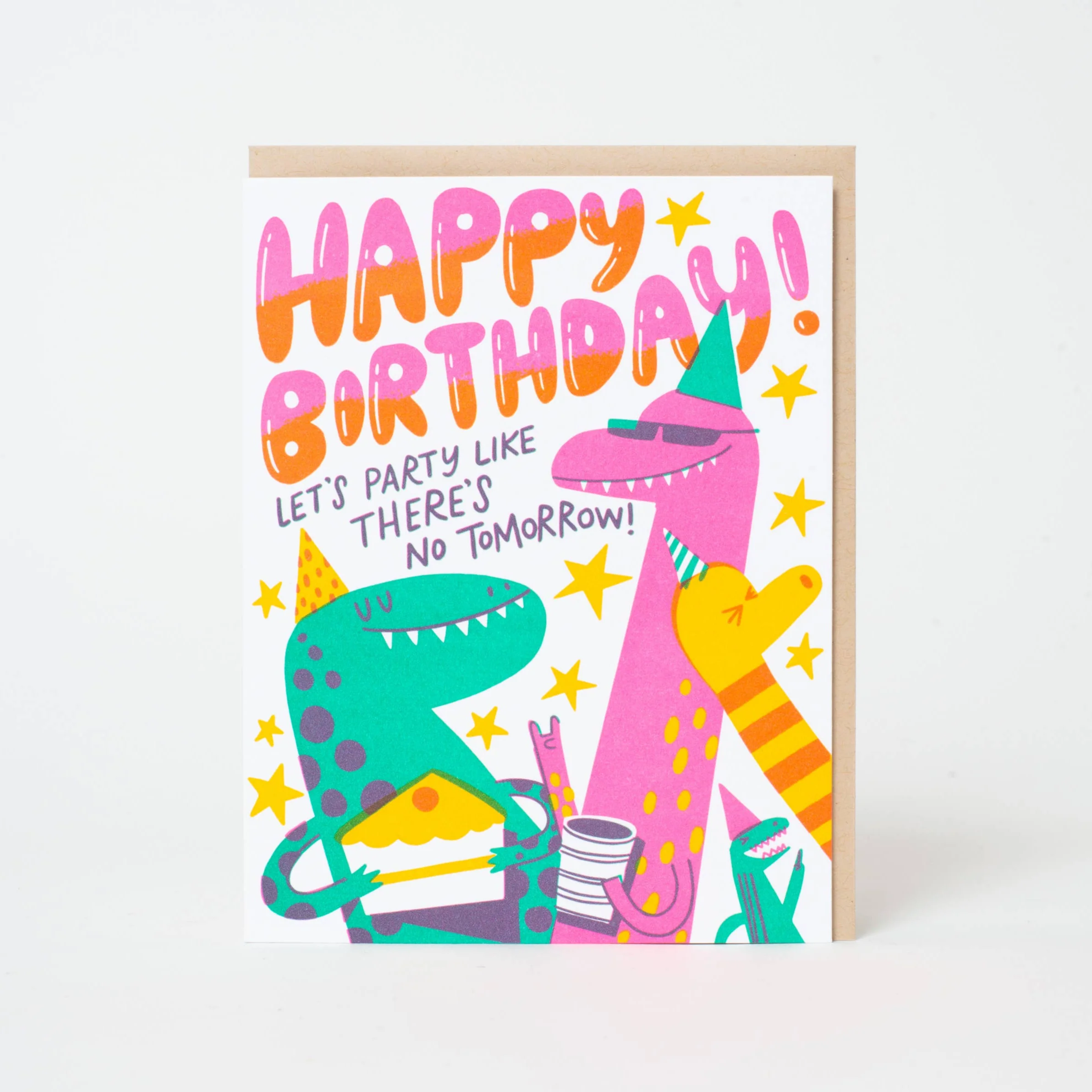 Dino Party Birthday Letterpress Card