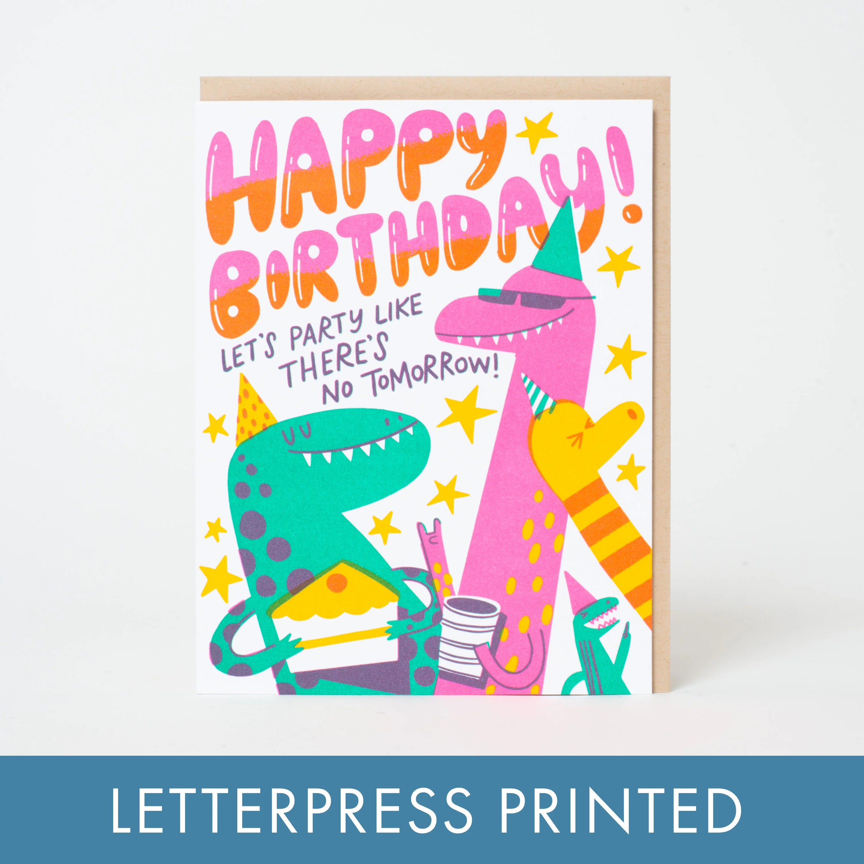 Dino Party Birthday Letterpress Card - Image 2