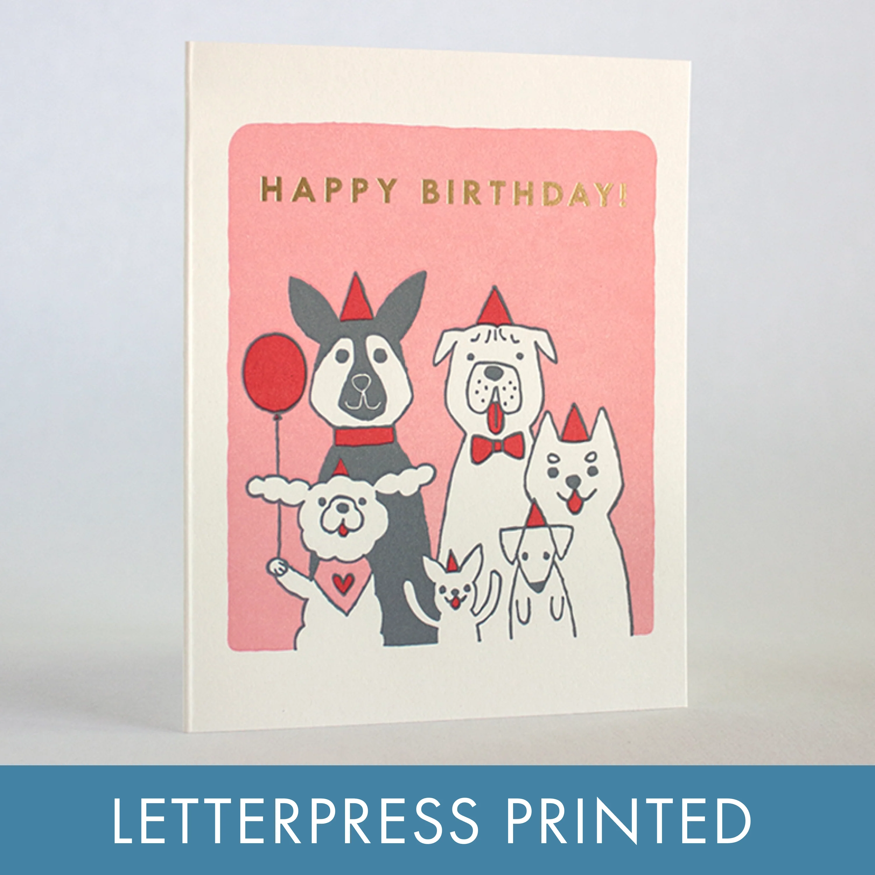 Dog Birthday Letterpress Greeting Card by Fugu Fugu 