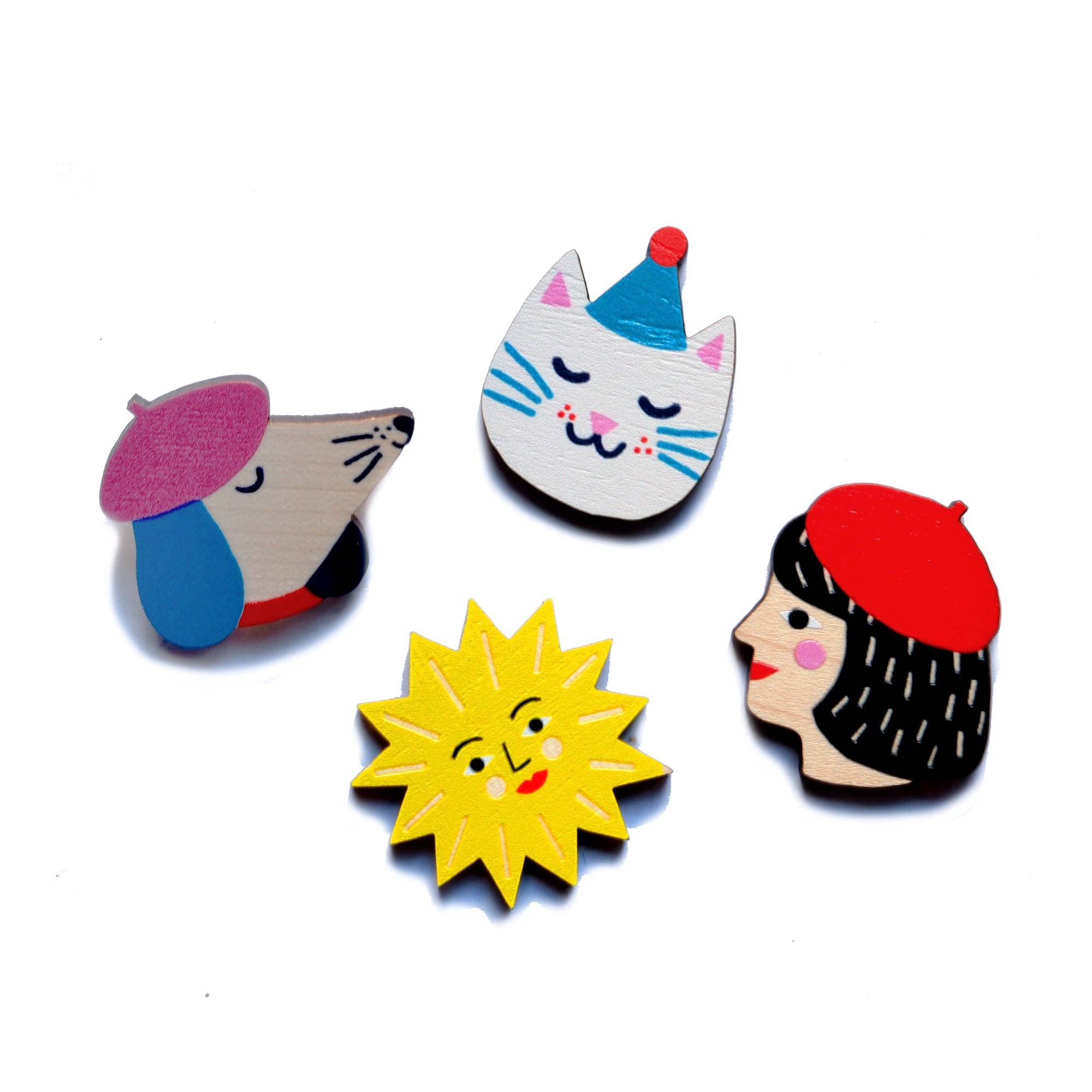 Dog Printed Wooden Pin Badge - Image 3